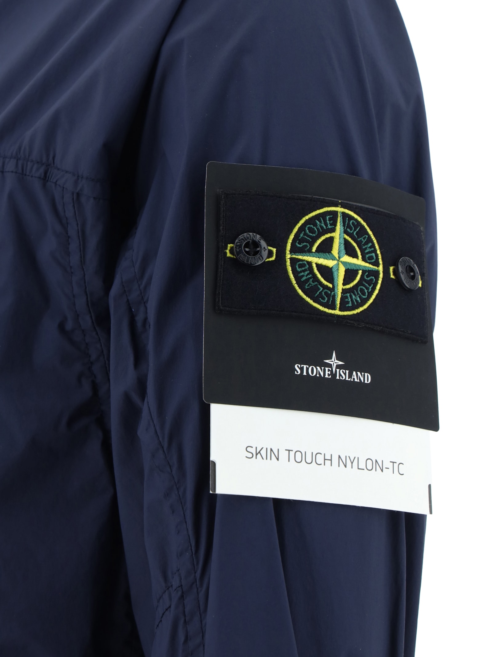 Shop Stone Island Hooded Jacket In Navy Blue