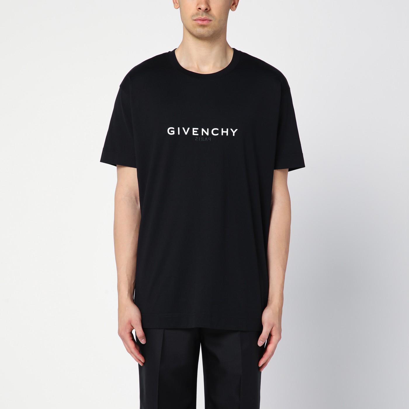 Shop Givenchy Reverse Black Cotton Oversize T-shirt With Logo