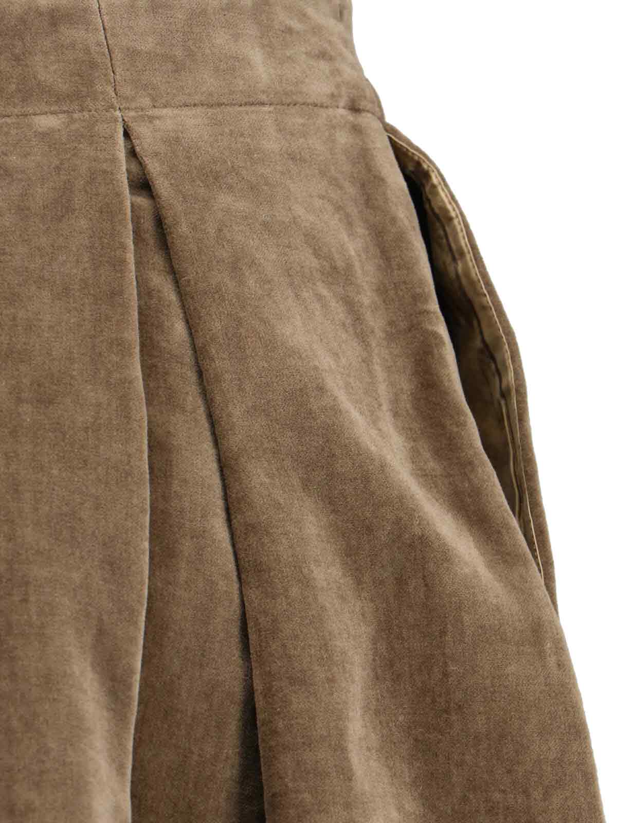 Uma Wang High Waist Pleated Midi Skirt With Side Pockets In Brown