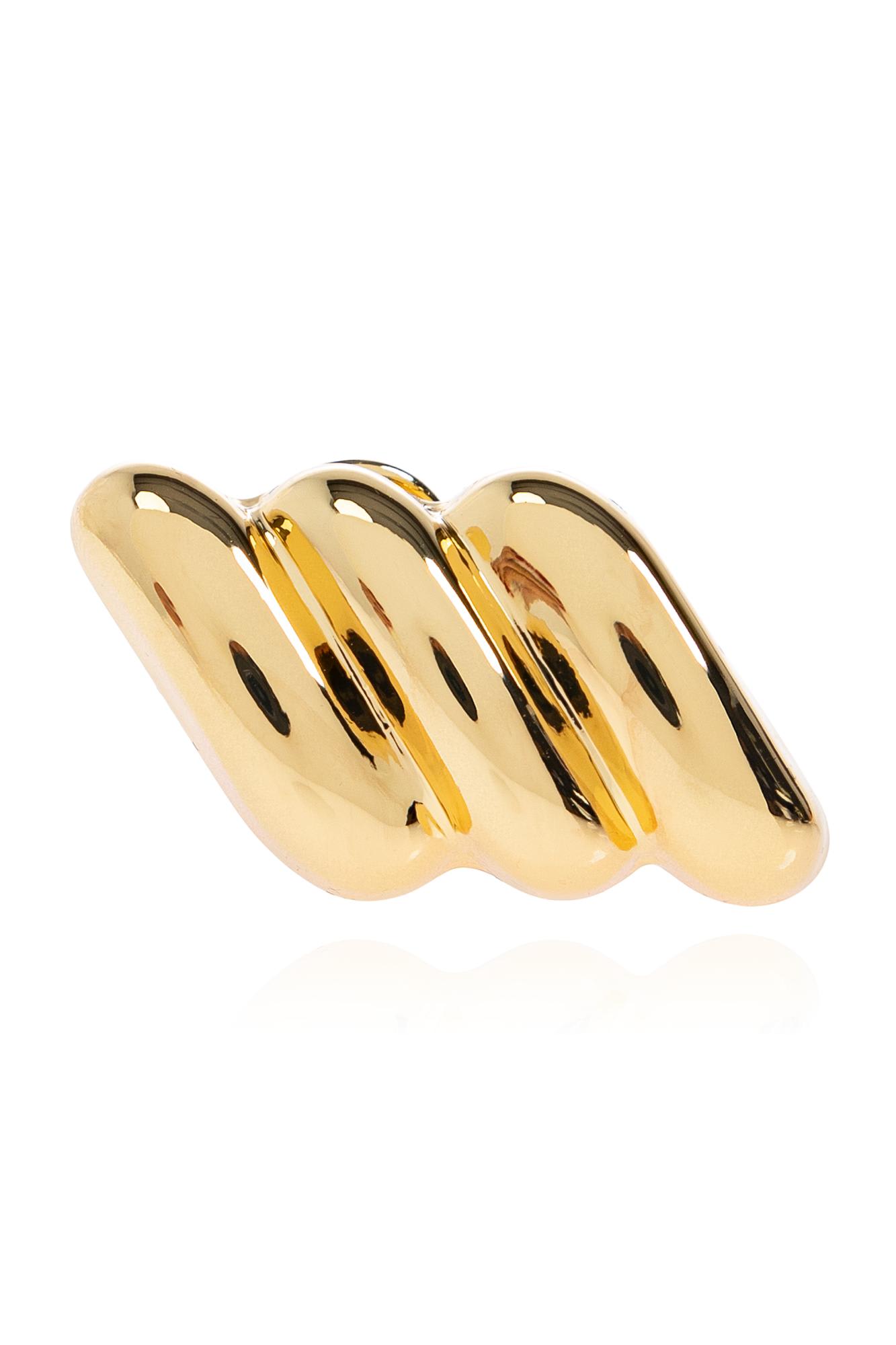 Anine Bing Diagonal Ribbed Earrings In Gold