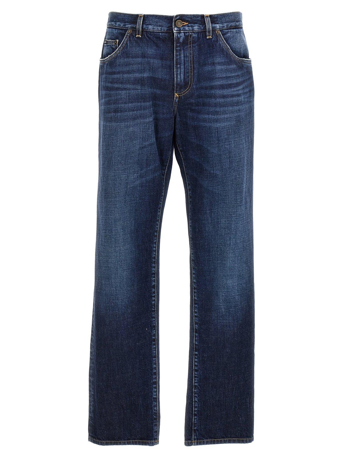 Shop Dolce & Gabbana Dg Embroidered Jeans In Denim Var Abbinata