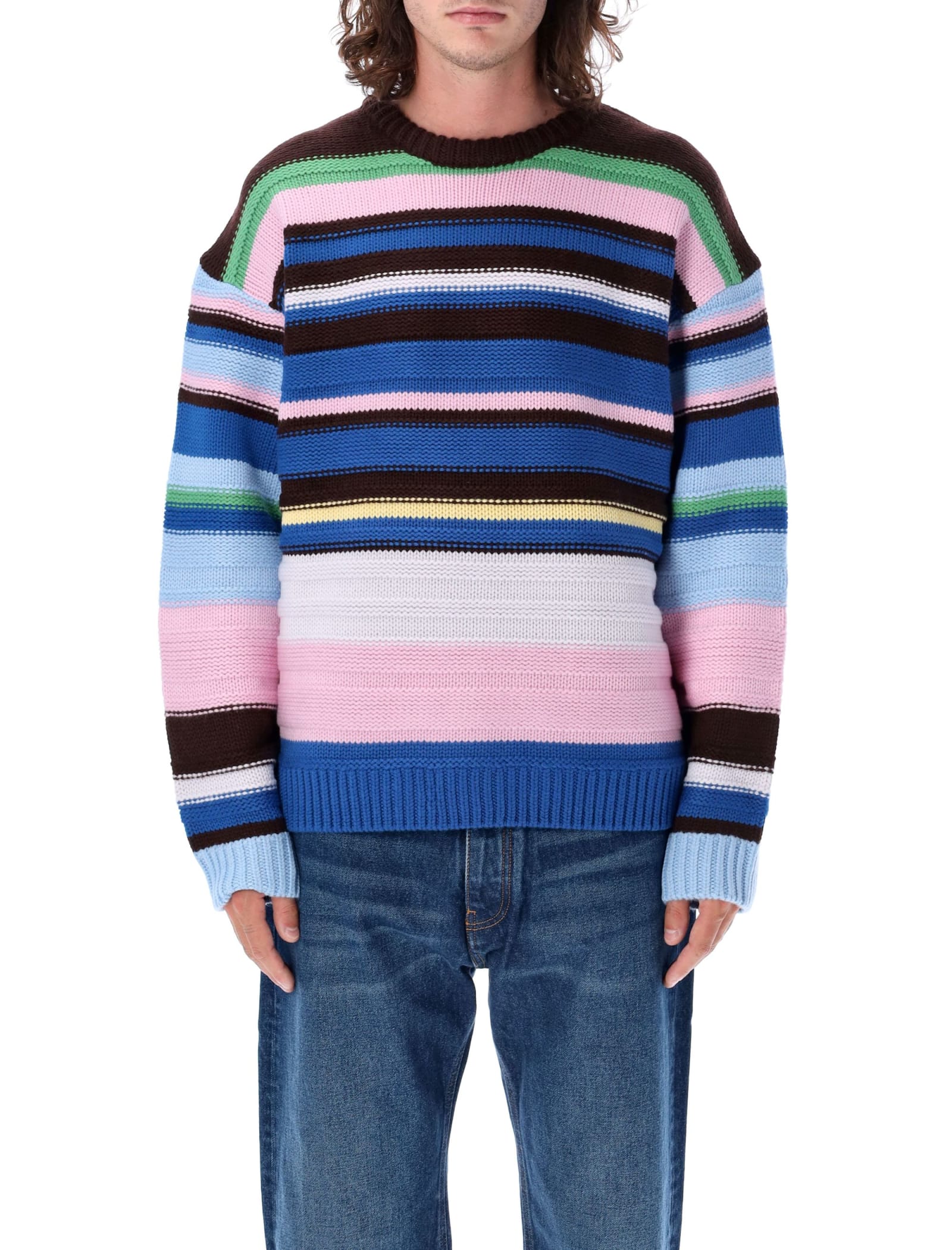 Shop Jw Anderson Striped Knit In Blue Multi