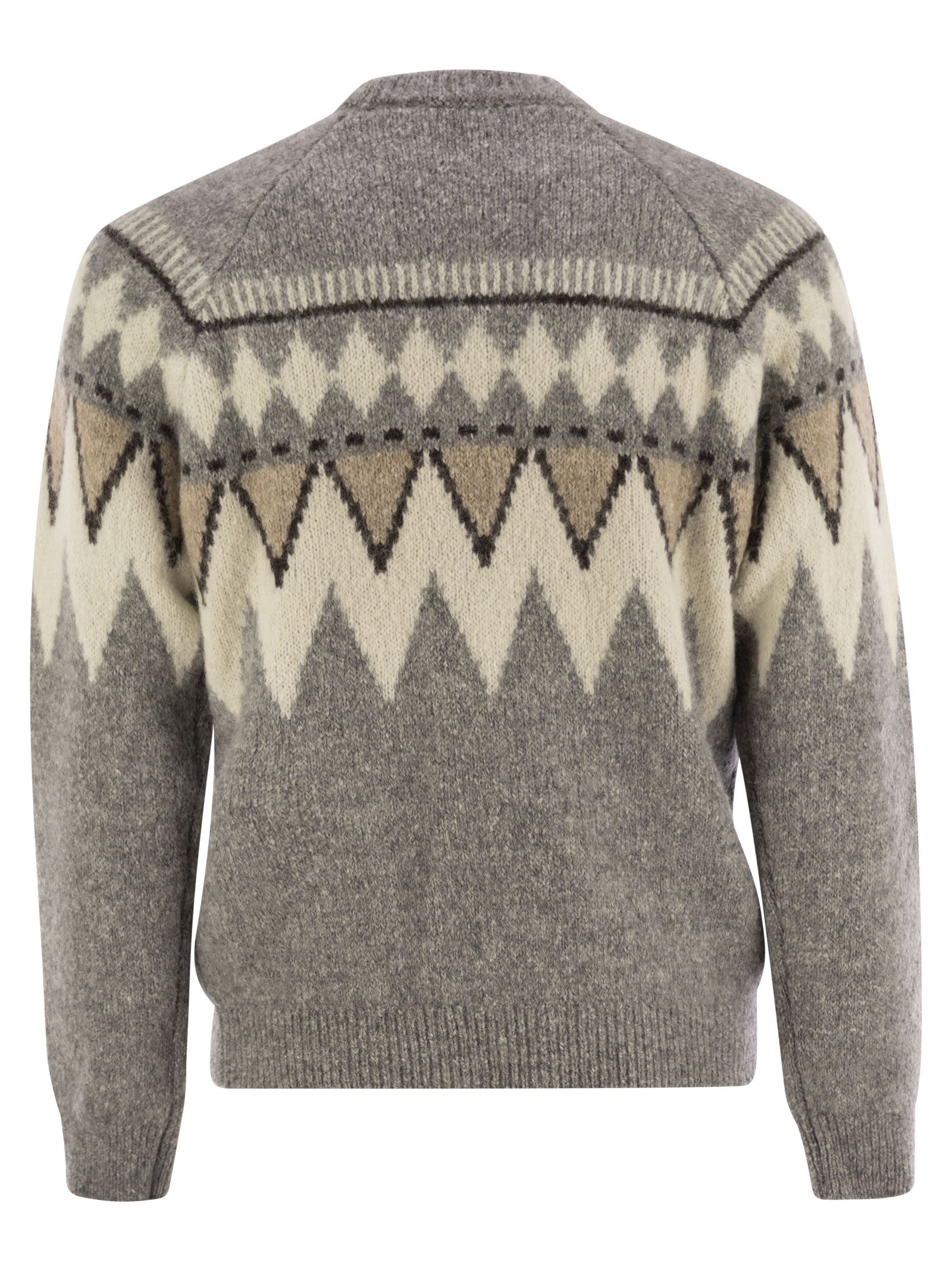 Shop Peserico Jacquard Jersey In Alpaca, Cotton And Wool In Grey