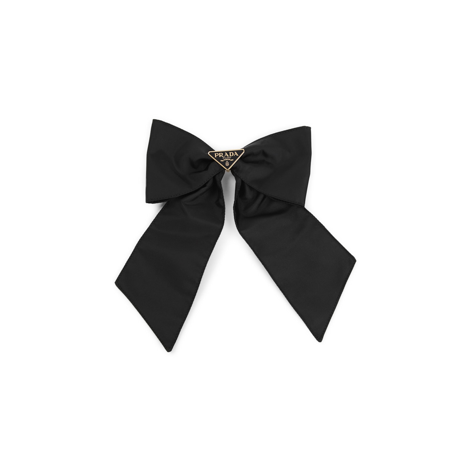 Prada Brass Hair Clip With Maxi Bow Design In Black