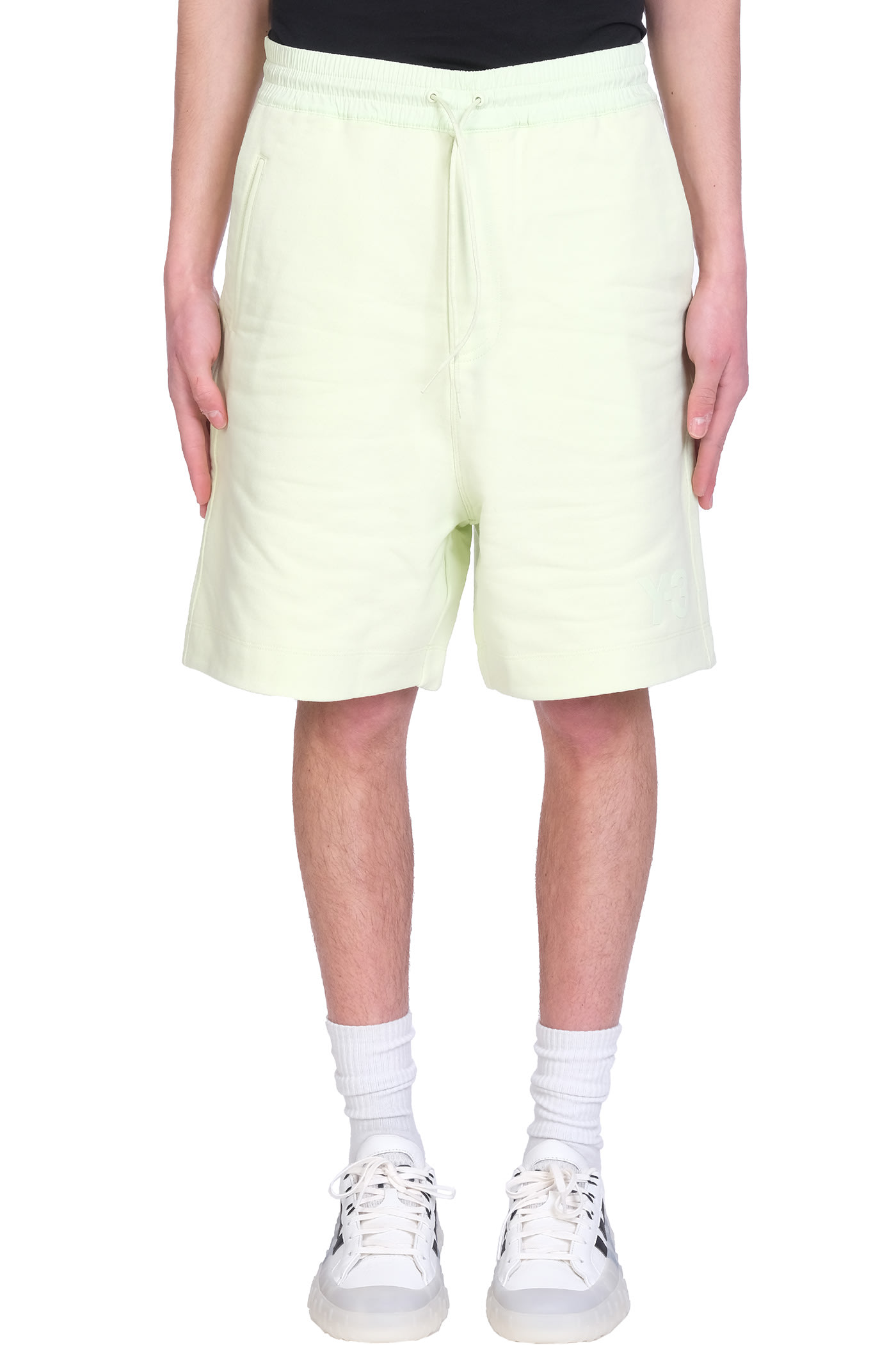 Y-3 SHORTS IN GREEN COTTON