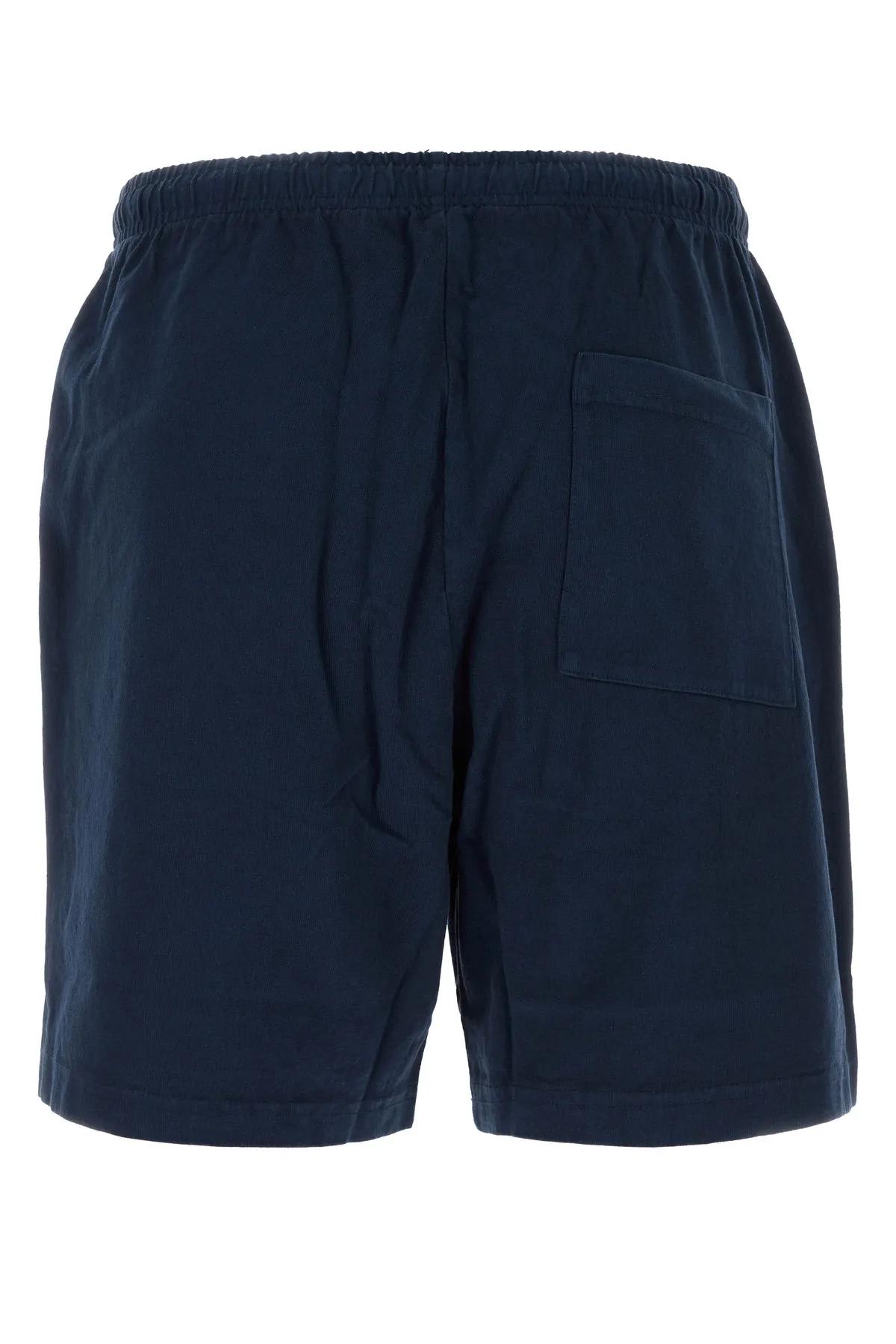 Sporty &amp; Rich Midnight Blue Cotton Bermuda Shorts In Blue