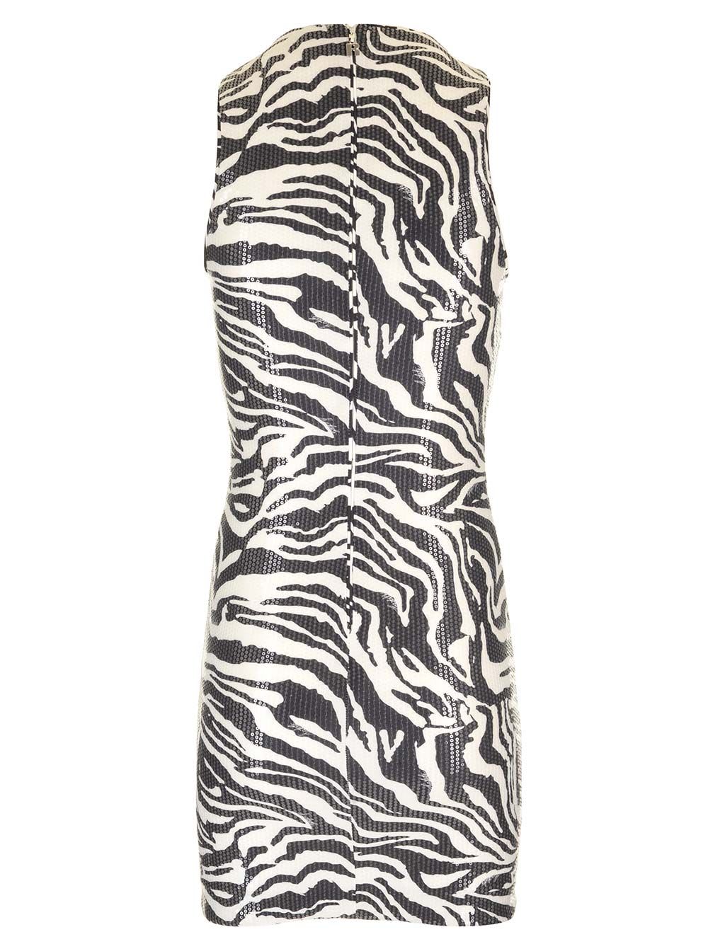 Rotate Birger Christensen Zebra-print Sequin Embellished Dress In Animalier