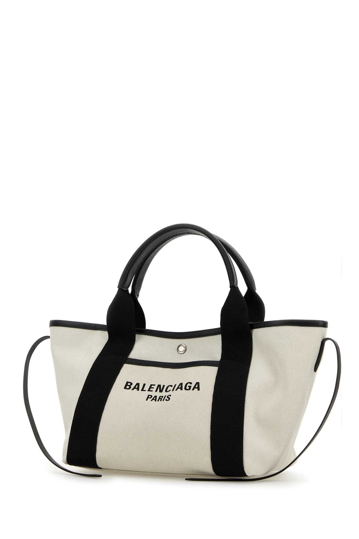 Shop Balenciaga Sand Canvas Small Biarritz Shopping Bag In Naturalblack