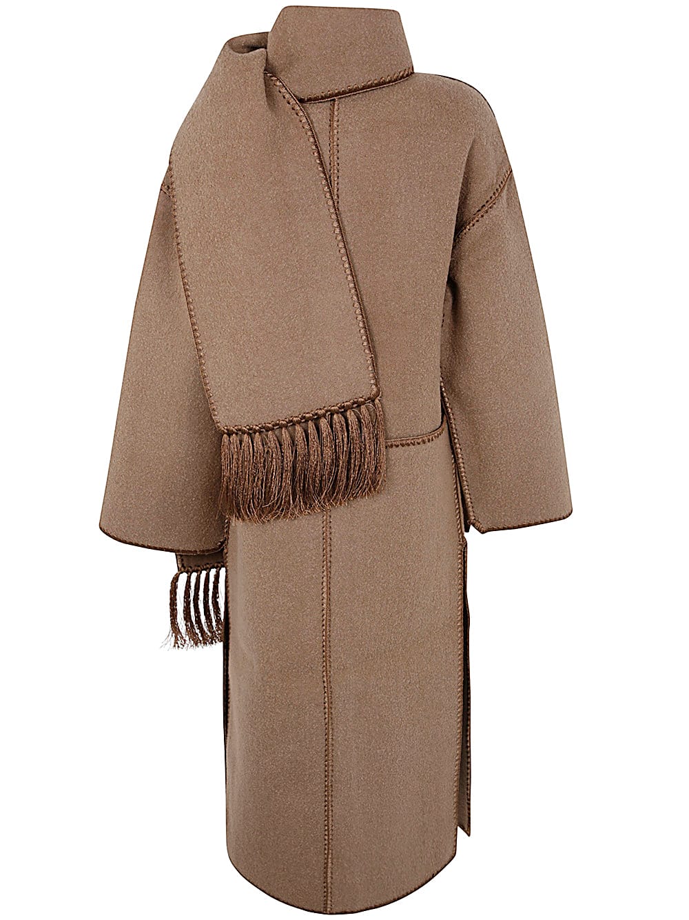 Shop Totême Embroidered Scarf Coat In Camel