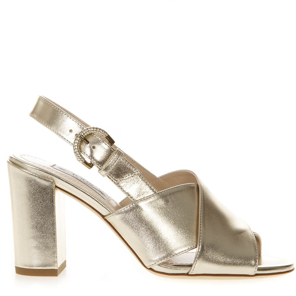 Tods Gold Leather High Sandals