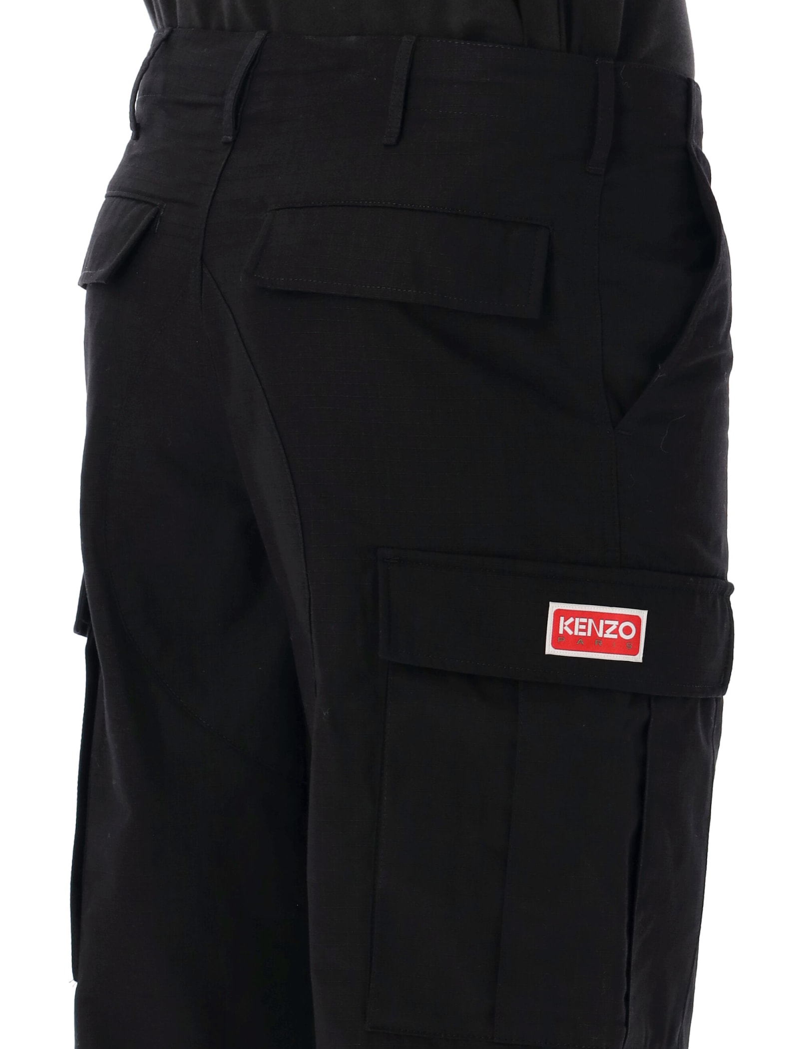 Shop Kenzo Workwear Cargo Trousers In Black