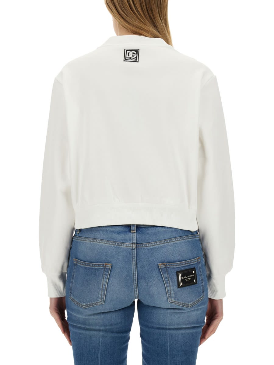 Shop Dolce & Gabbana Short Sweatshirt With Logo In White