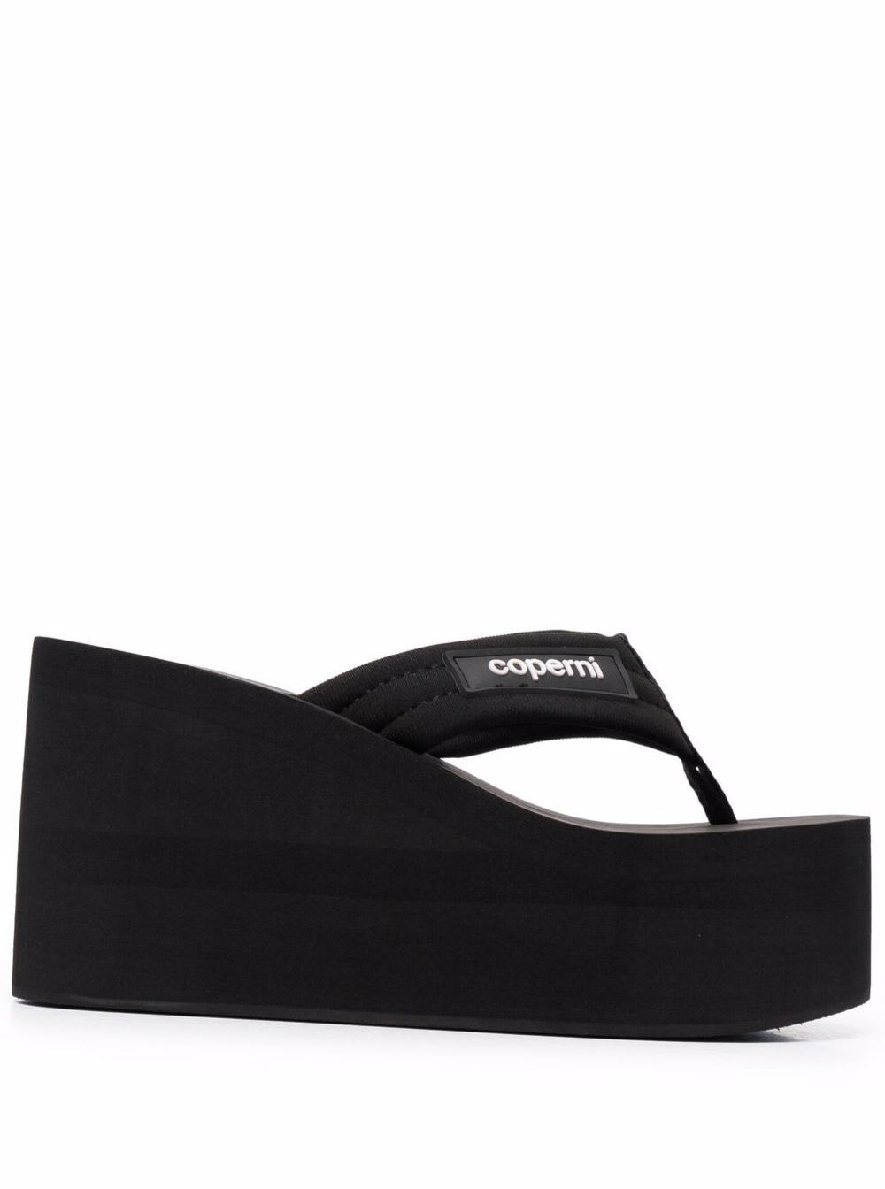 Shop Coperni Black Platform Wedge Strap Sandals In Polyurethane Woman