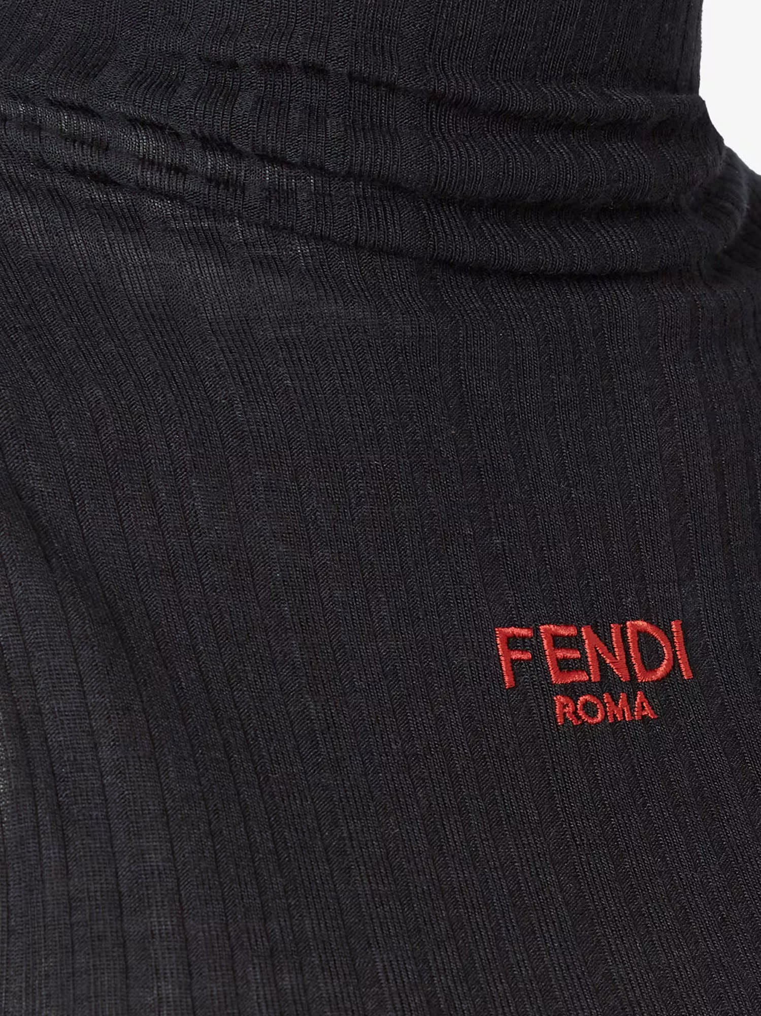 Fendi High Neck Fitted Sleeveless Top With Ruffles Clothing In Black
