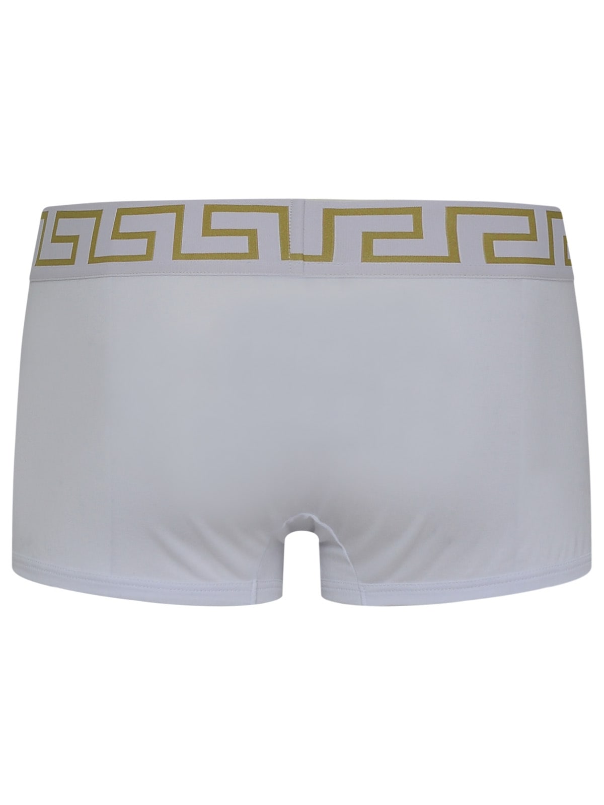 Shop Versace White Cotton Boxer Shorts In Bianco Greca Oro