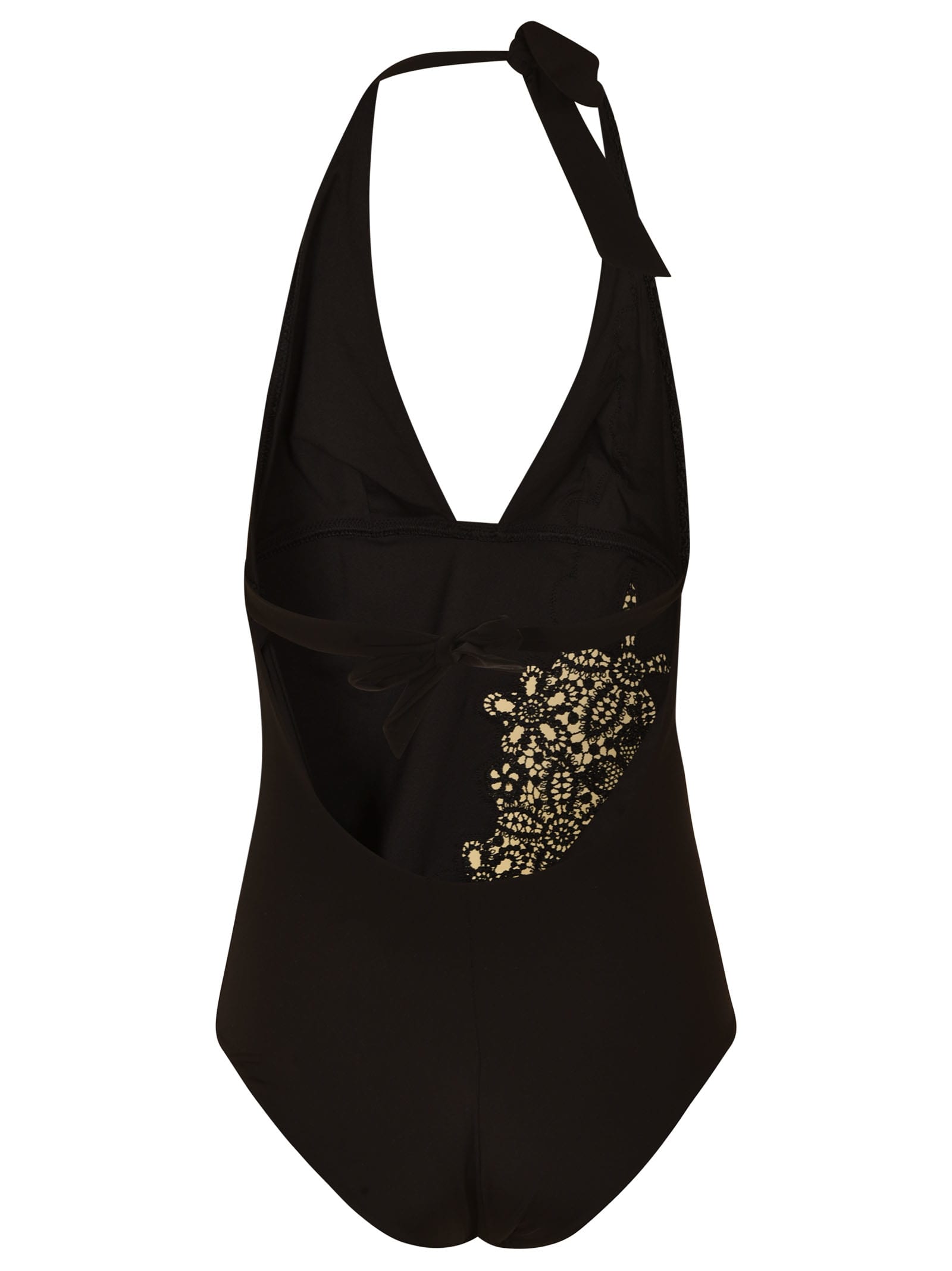 Shop Ermanno Scervino Floral Perforated Swimsuit In Black