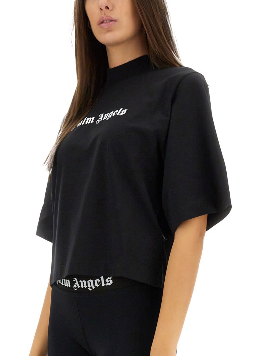 Palm Angels Logo Loose T-shirt Black In Black