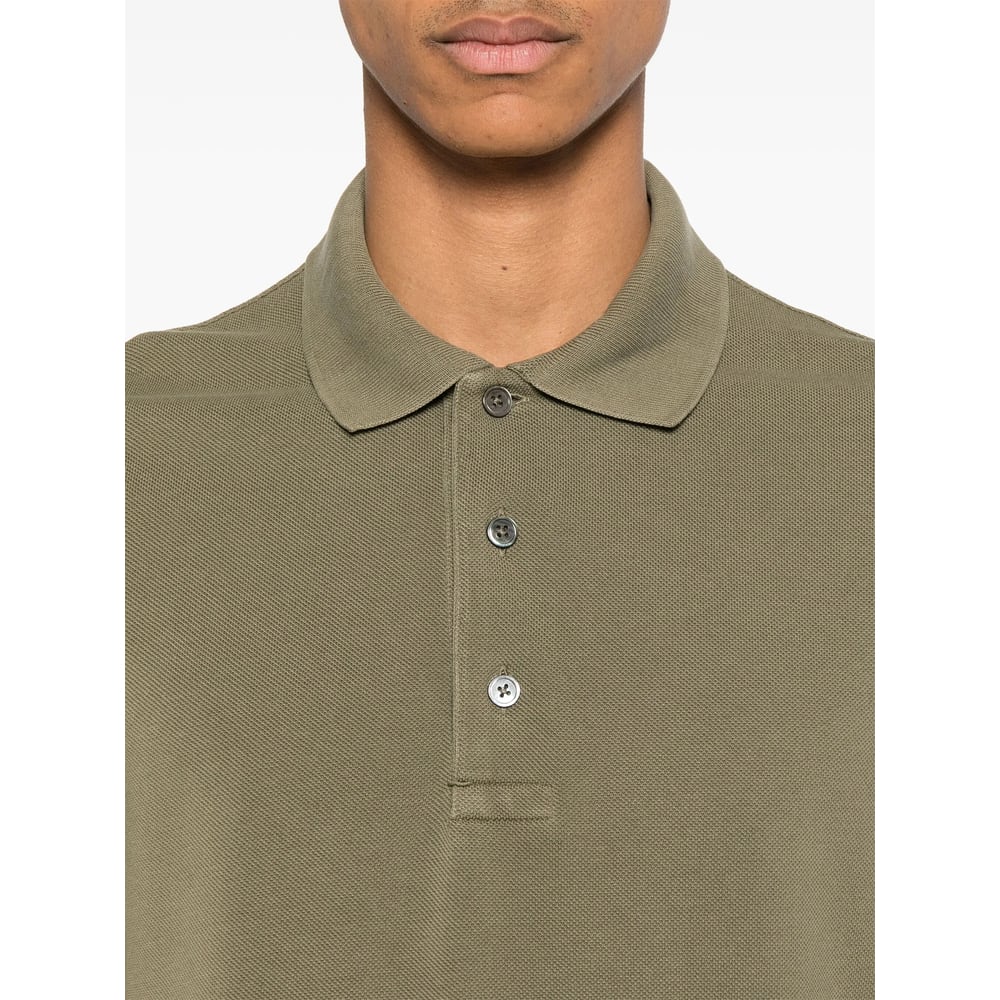 Tom Ford Classic Pique Polo With Tailored Fit In Green