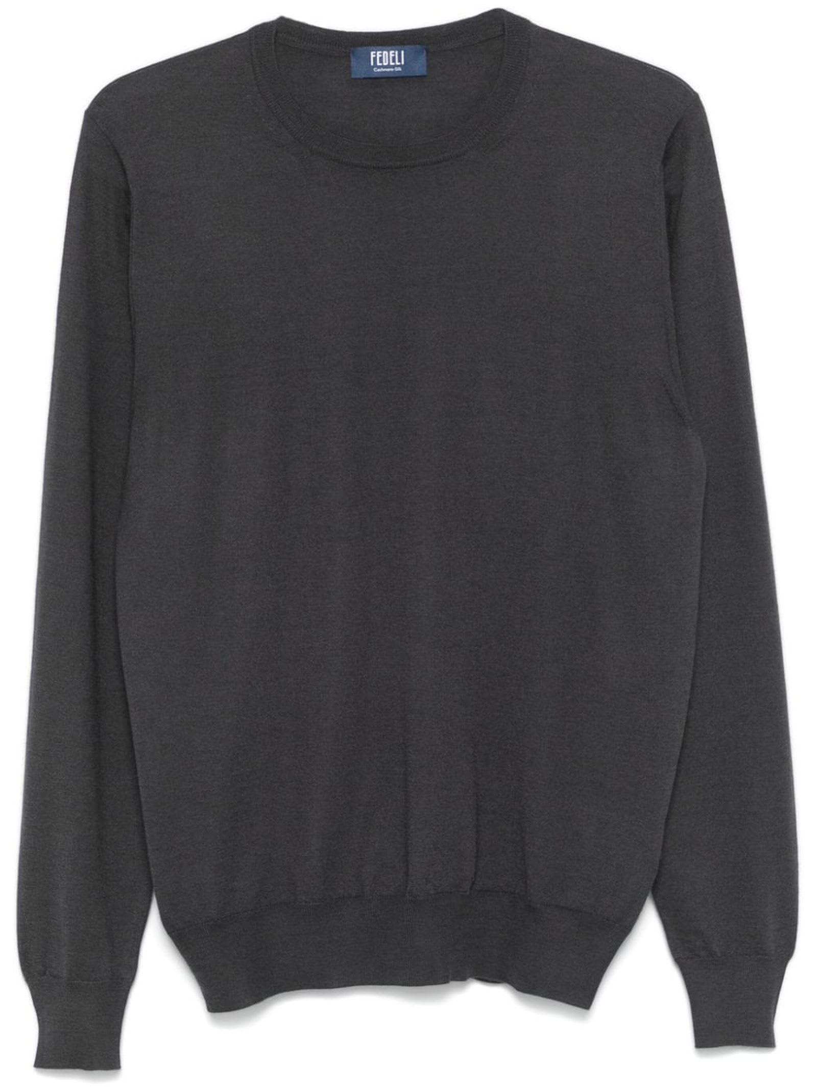 Shop Fedeli Grey Cashmere-silk Blend Sweater