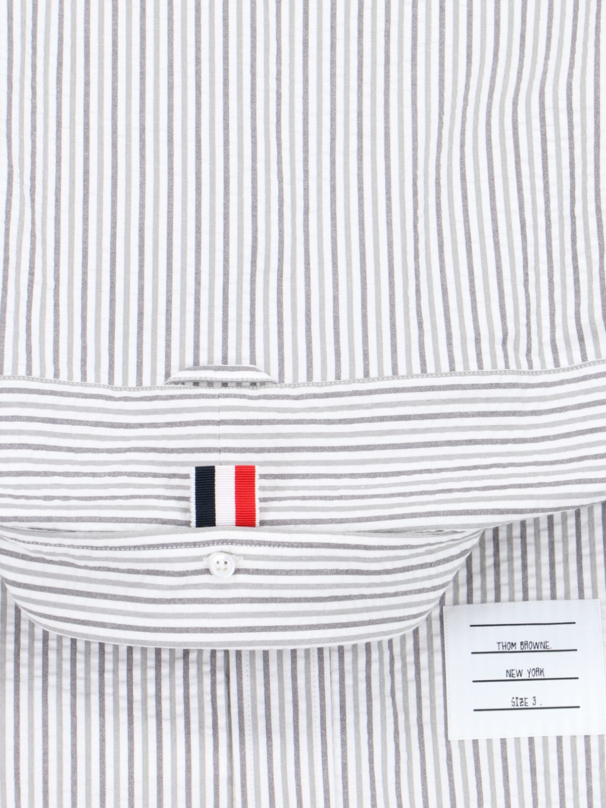 Thom Browne Striped Cotton Shirt In Silver