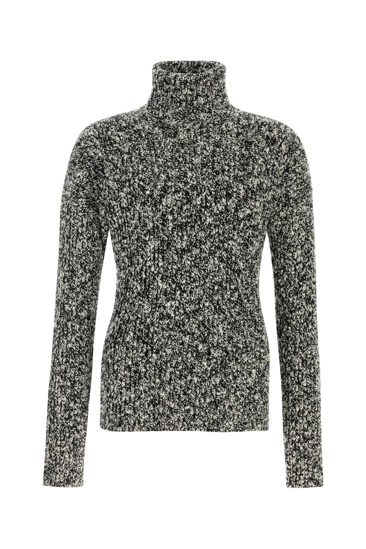 Dolce & Gabbana Two-tone Knit Turtleneck Sweater In Gray