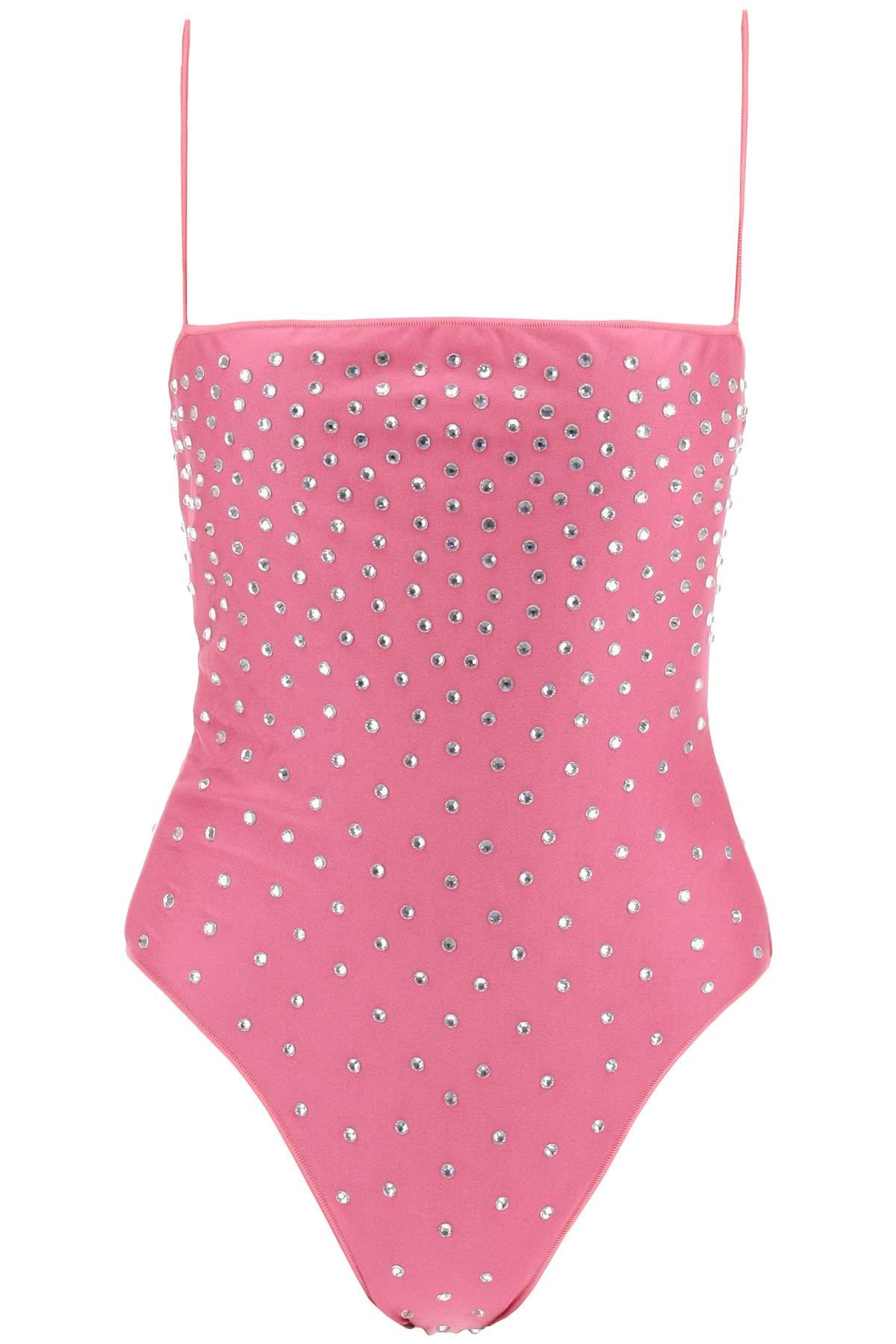 Shop Oseree One-piece Swimsuit With Crystals In Flamingo (fuchsia)