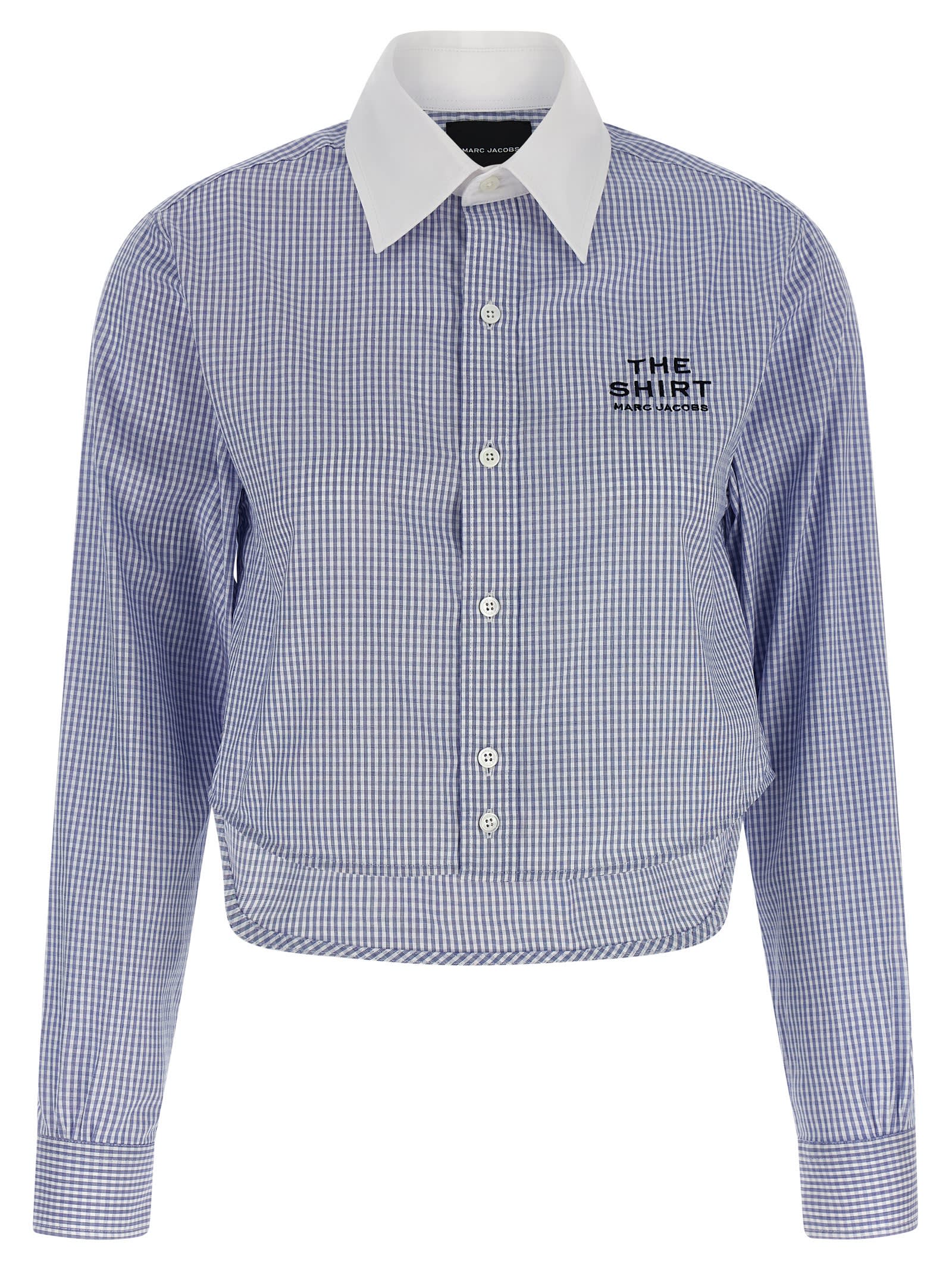 Marc Jacobs Cropped Shirt With Contrast Collar And Cuffs In Blue