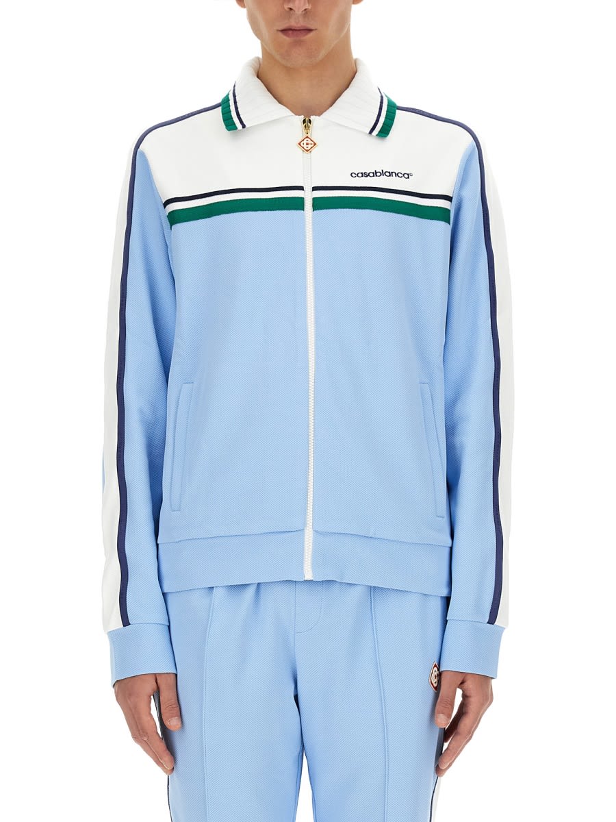 Shop Casablanca Jacket With Logo In Pale Blue