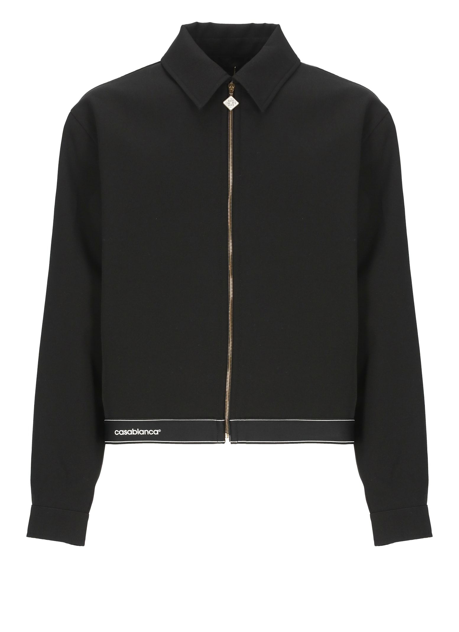 Casablanca Tailored Wool Jacket With Contrasting Logo In Black