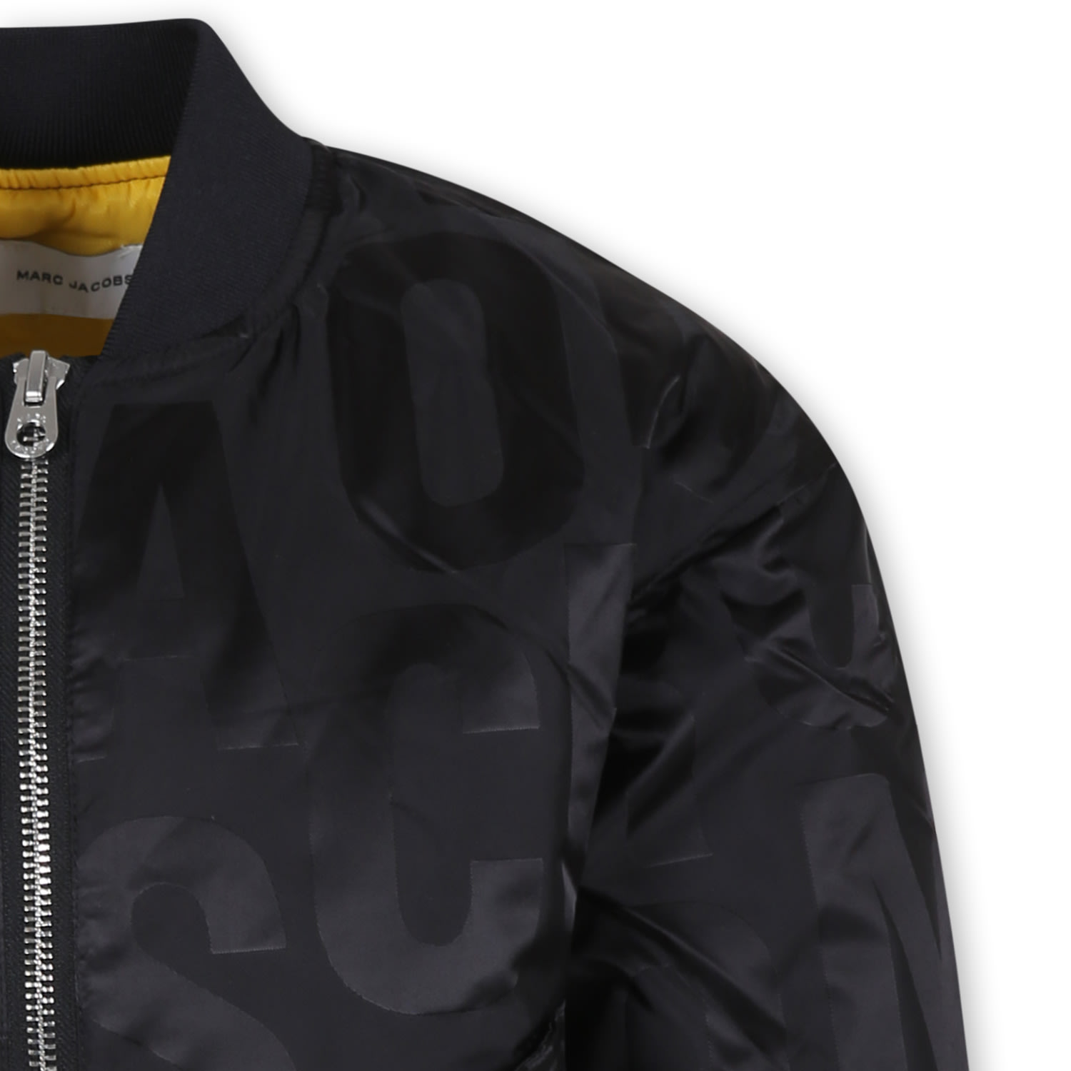 Marc Jacobs Black Bomber Jacket For Kids With Monogram In Black