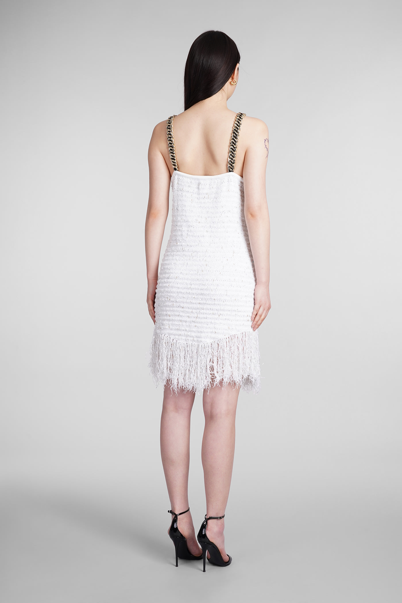 Shop Balmain Dress In White Viscose