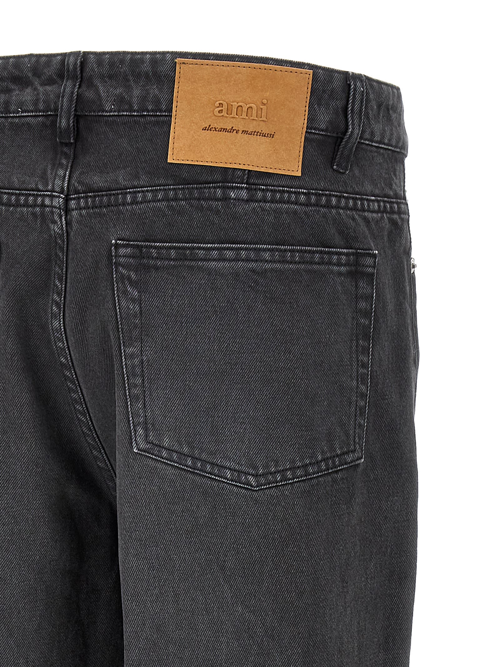 Shop Ami Alexandre Mattiussi Tapered Fit Jeans In Gray