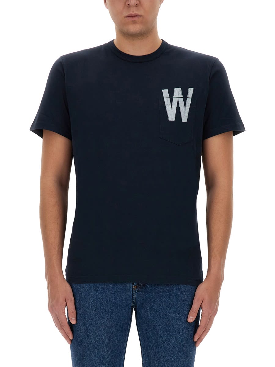 Shop Woolrich T-shirt With Logo In Blu