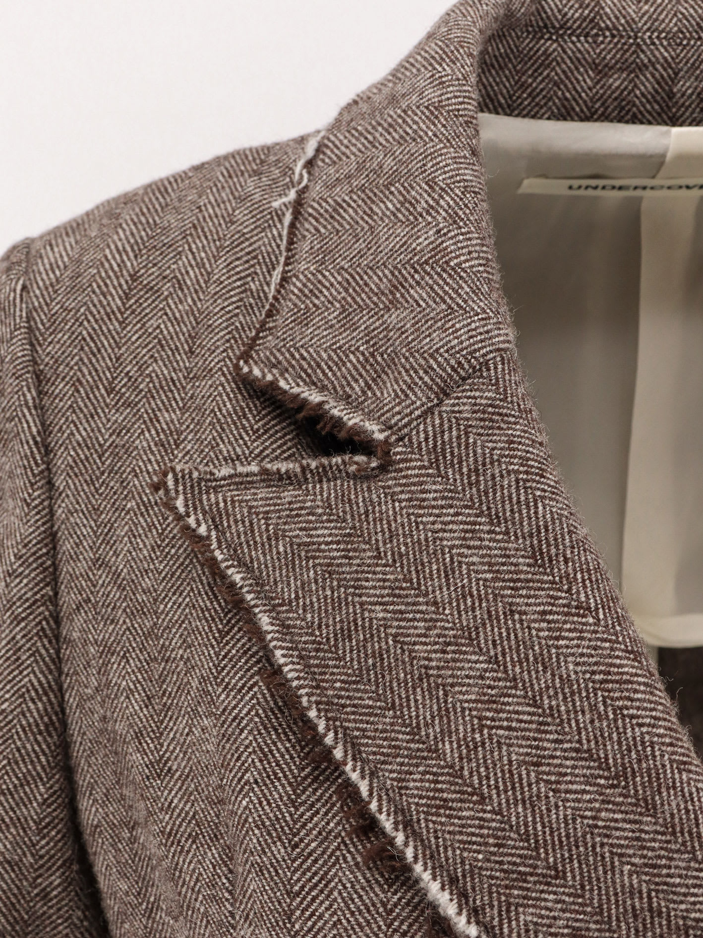 Undercover Wool Blend Blazer With Frayed Profiles In Brown