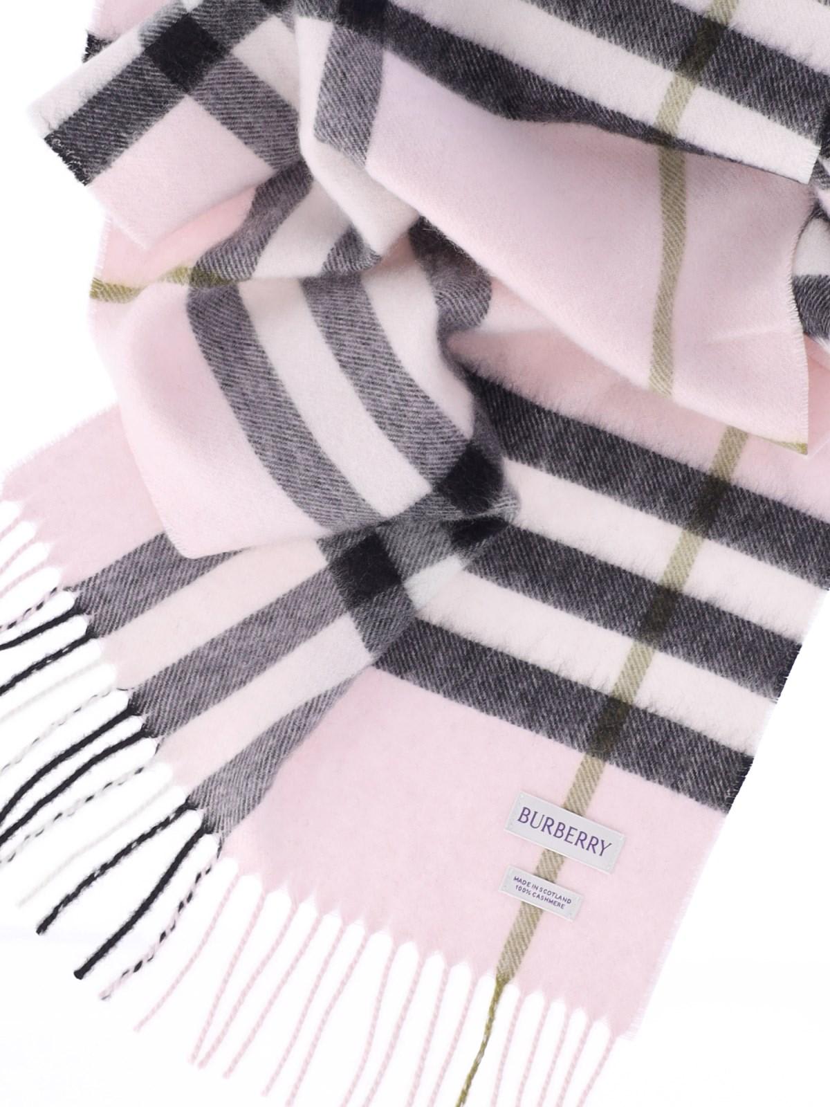 Shop Burberry Check Scarf In Pale Candy Pink
