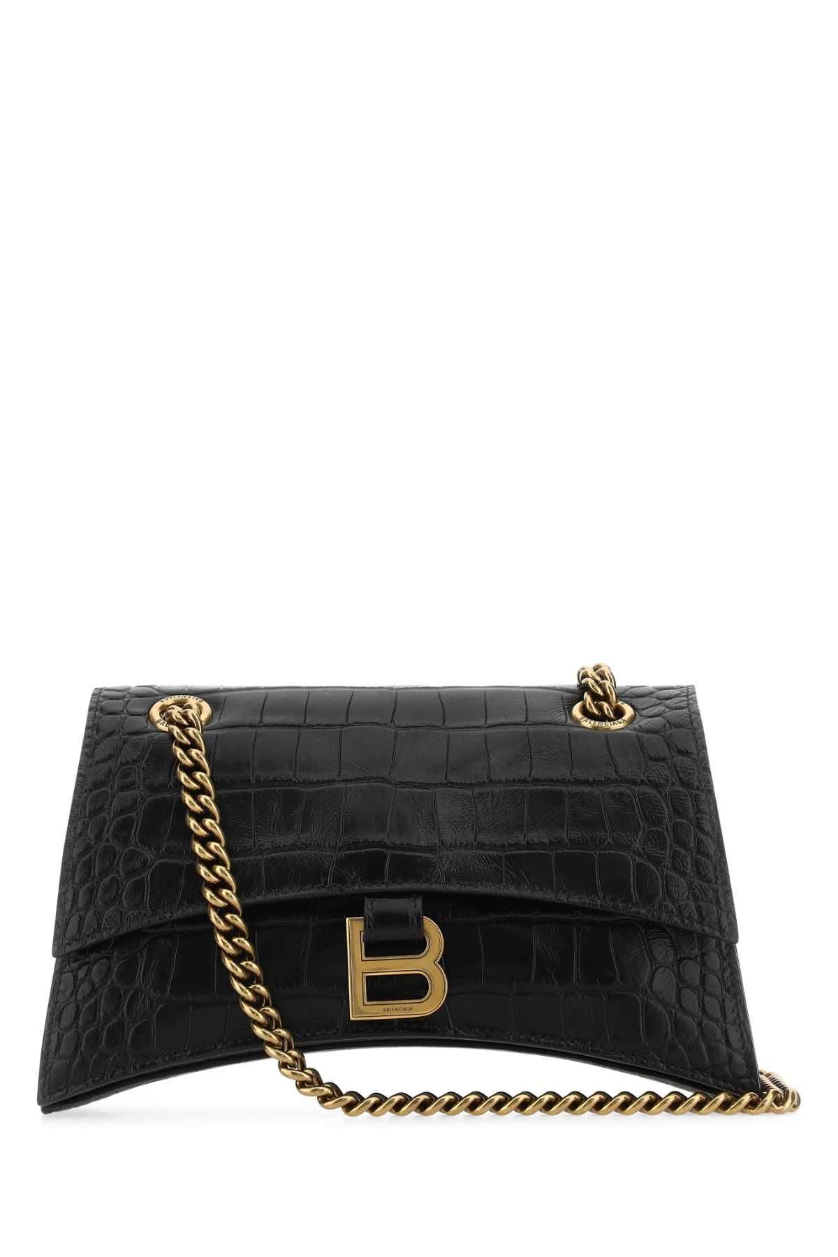 Shop Balenciaga Black Leather Crush S Shoulder Bag