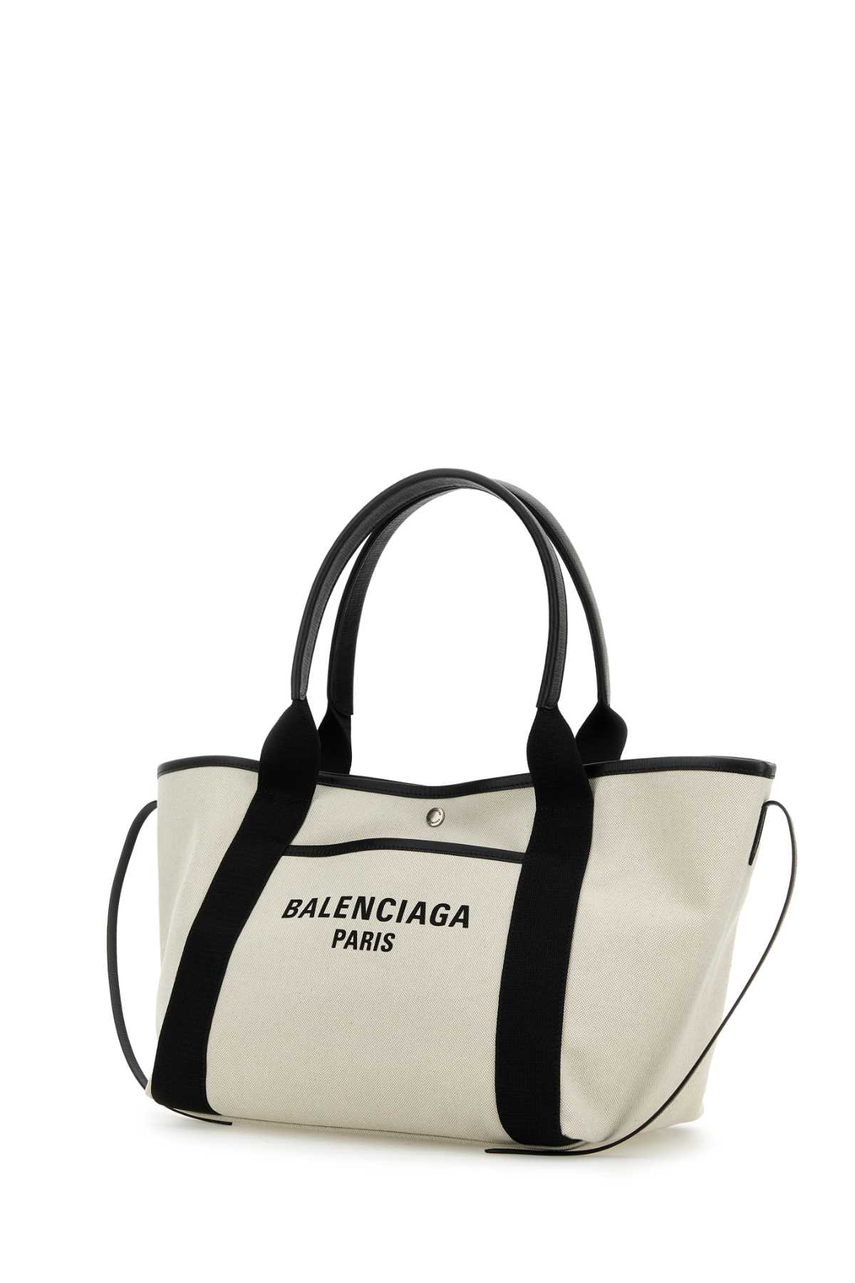 Shop Balenciaga Sand Canvas Medium Biarritz Shopping Bag In Naturalblack