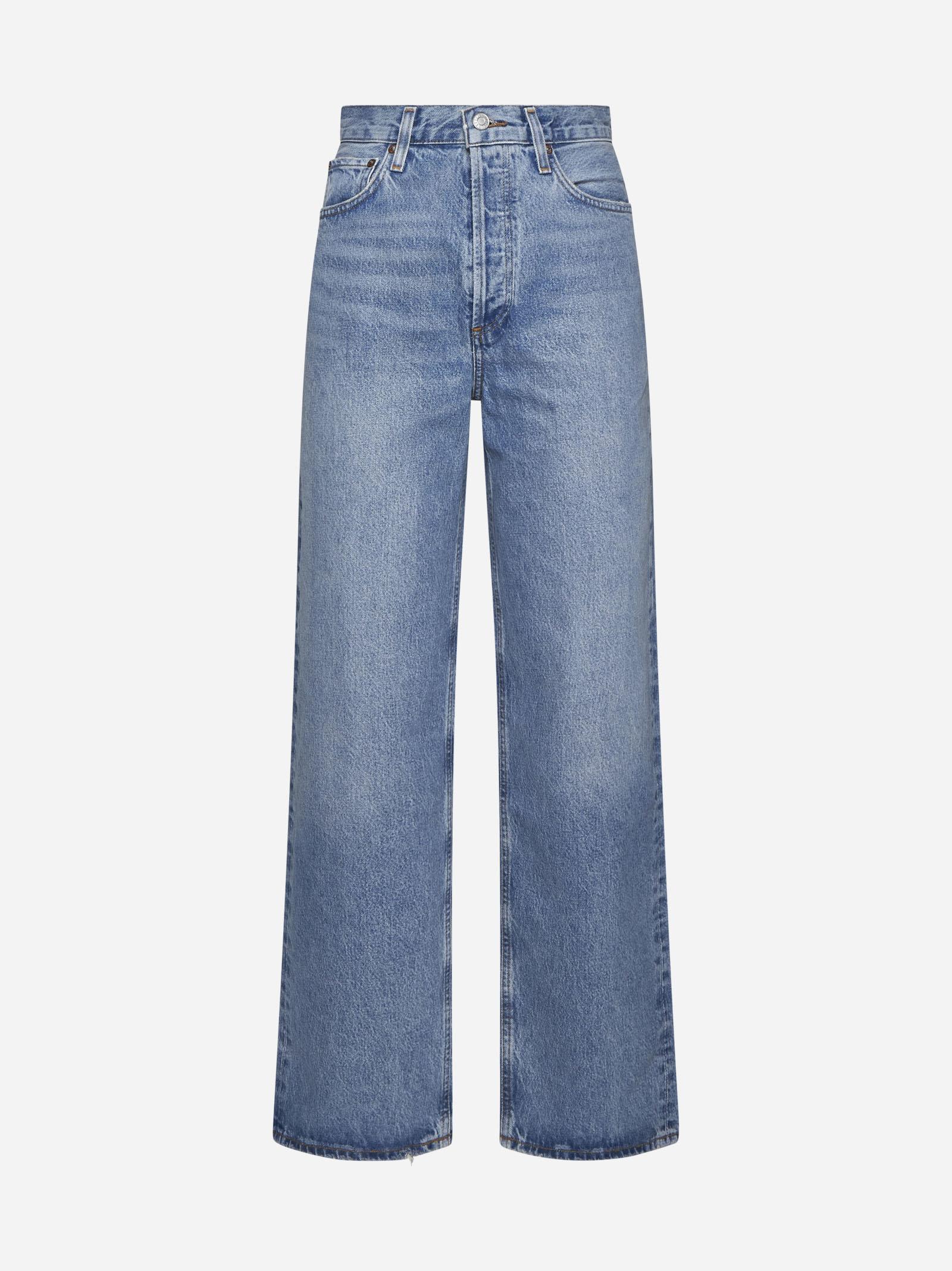 Shop Agolde Low Slung Baggy Jeans In Blue