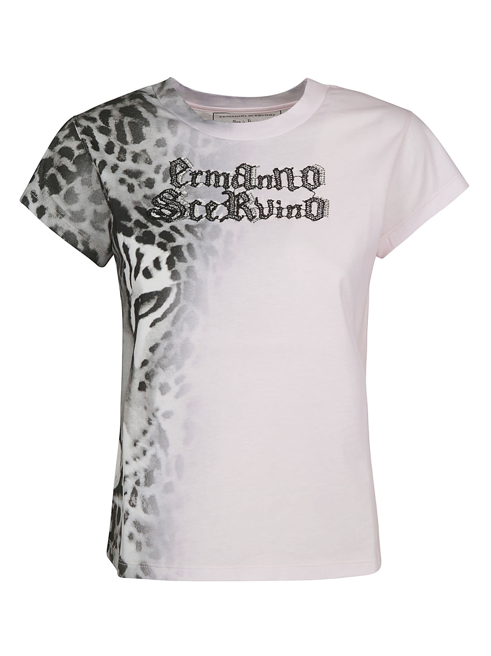 Ermanno Scervino Tiger Print Logo Embroidered T-shirt