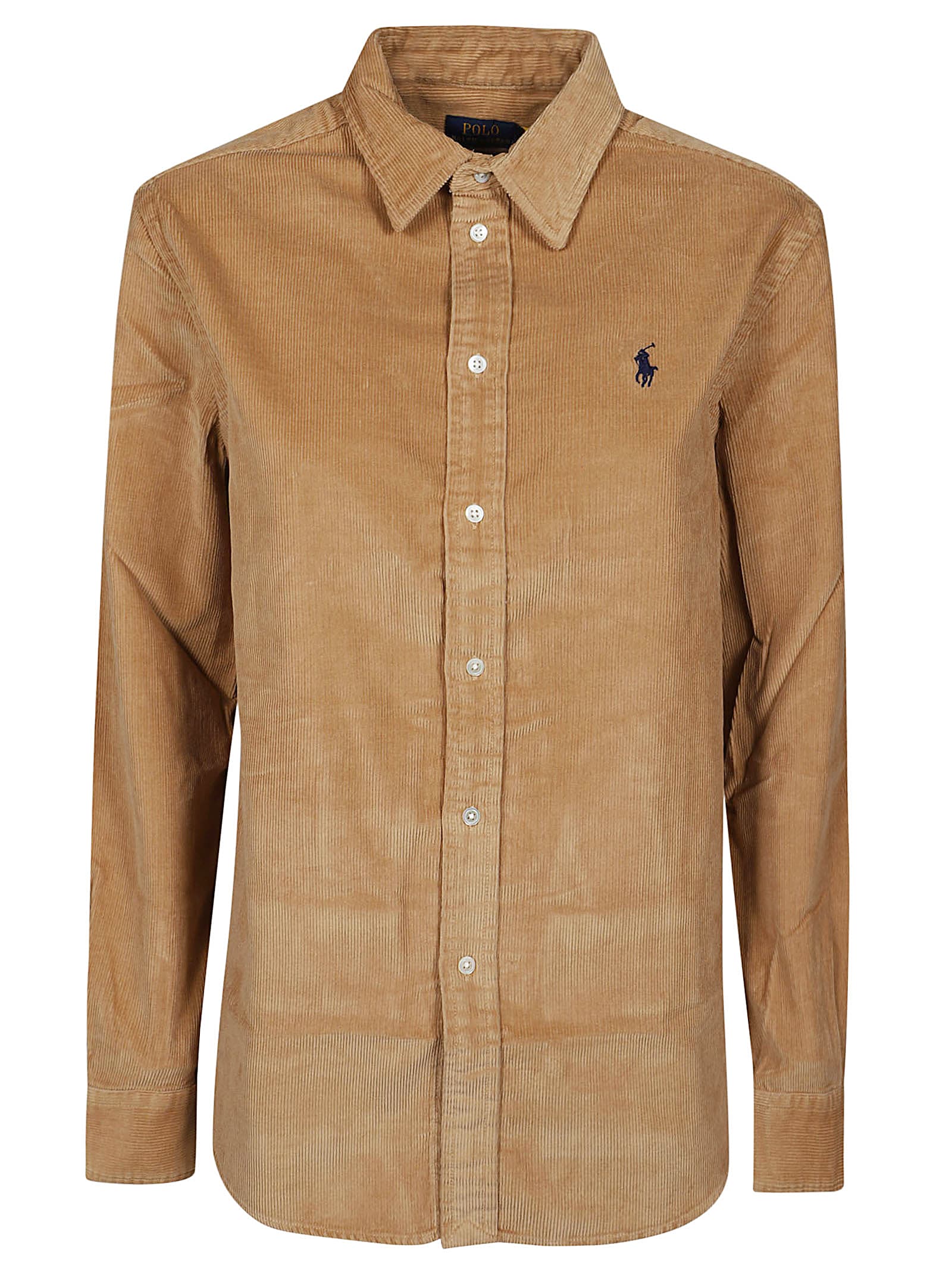 Shop Polo Ralph Lauren Long Sleeve Button Front Shirt In Classic Camel