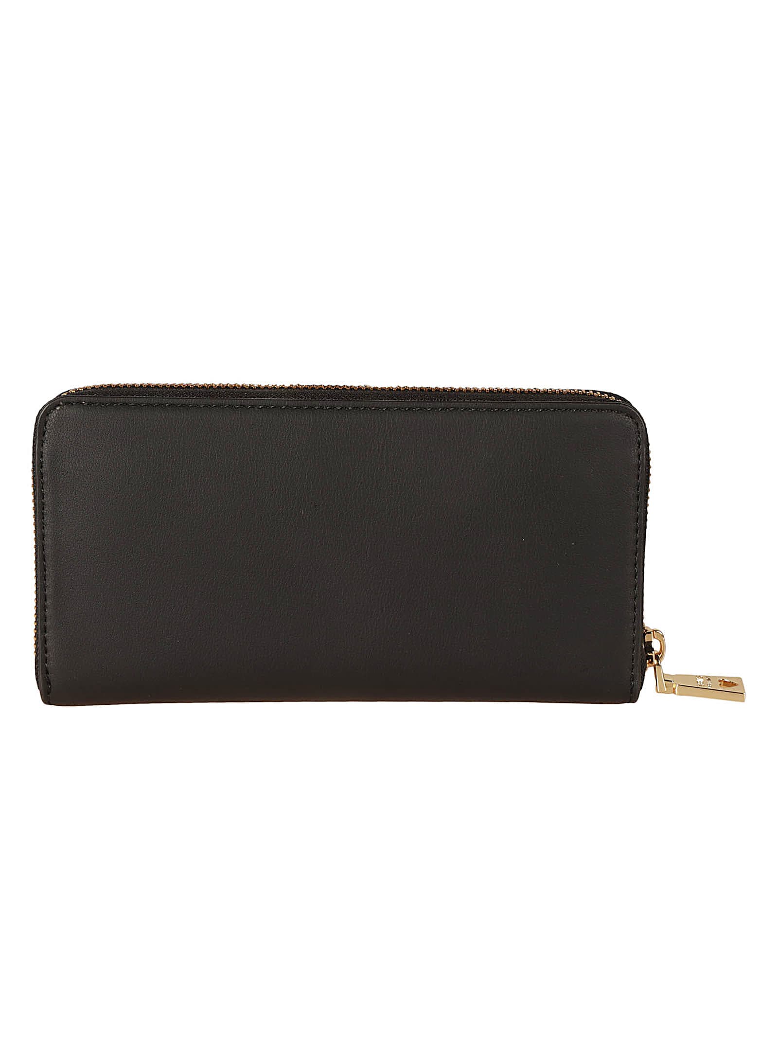 Shop Love Moschino Logo Plaque Applique Zip-around Wallet In Black