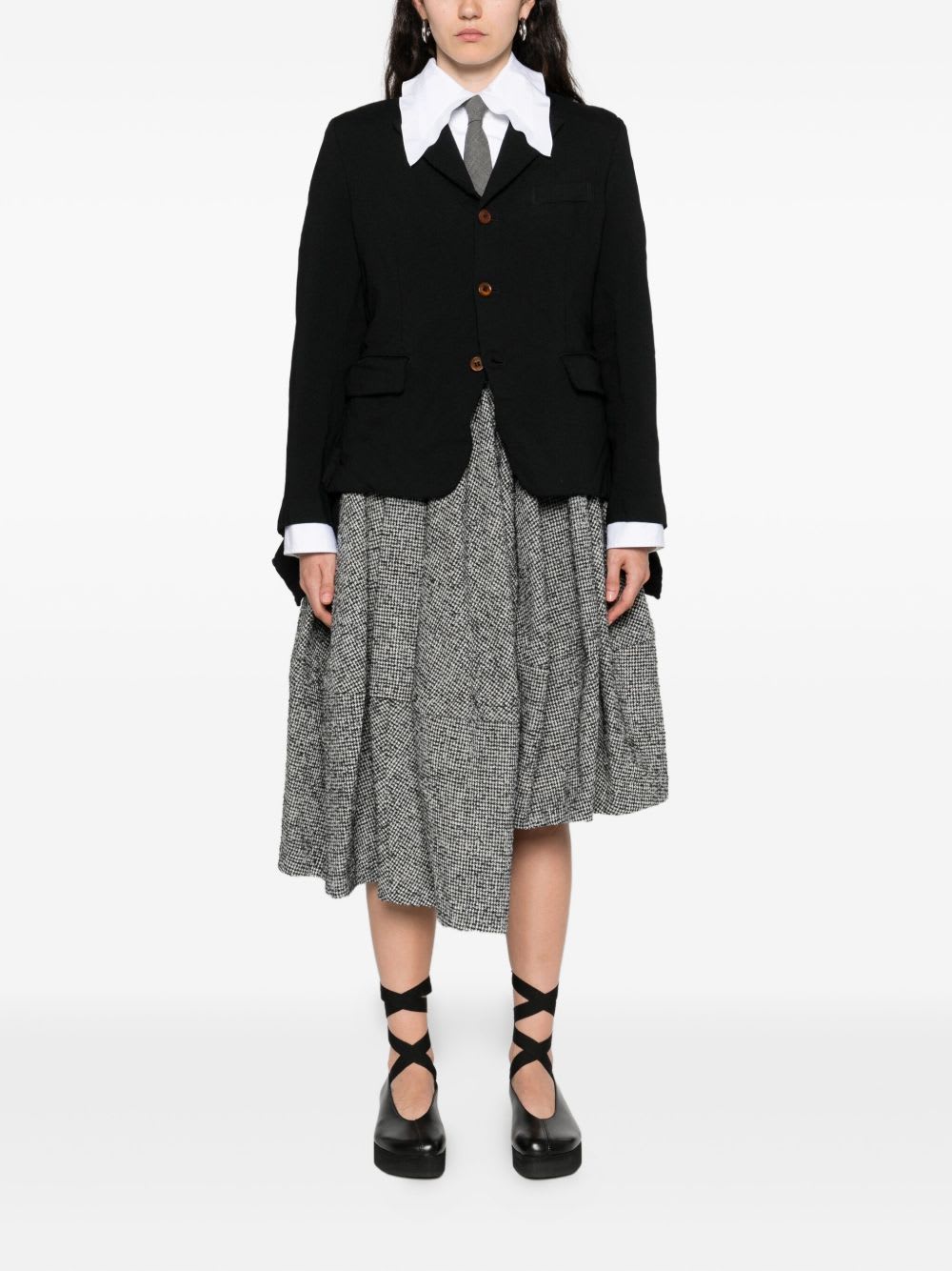 Comme Des Garçons Draped Panel Twill Jacket In Black