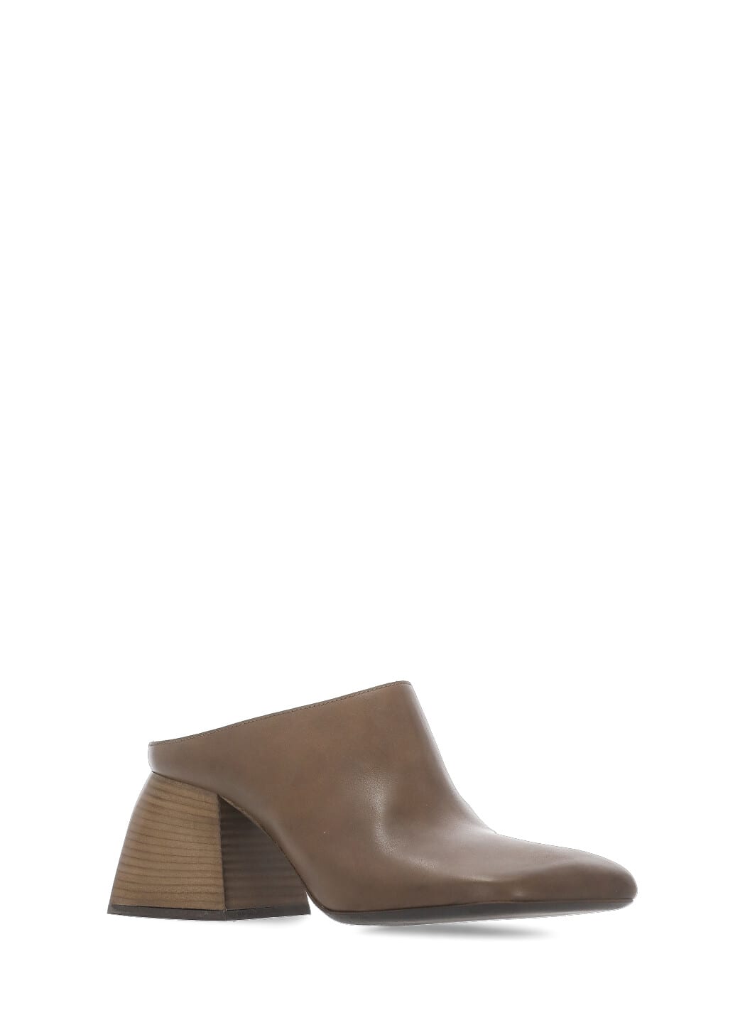 Uma Wang Leather Block Heel Mules With Squared Toe In Brown