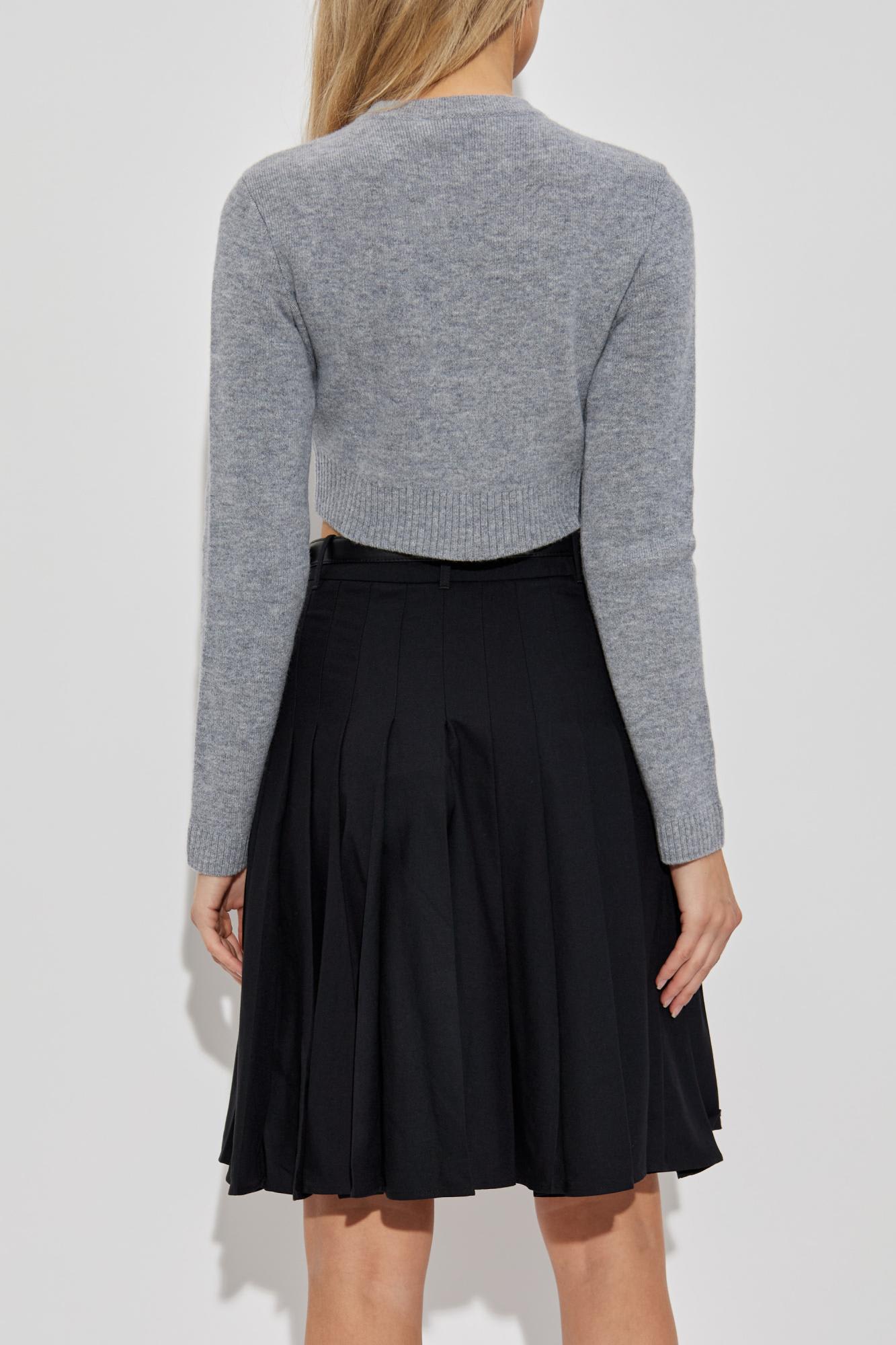 Self-portrait Jewelled-button Wool Cardigan In Gray