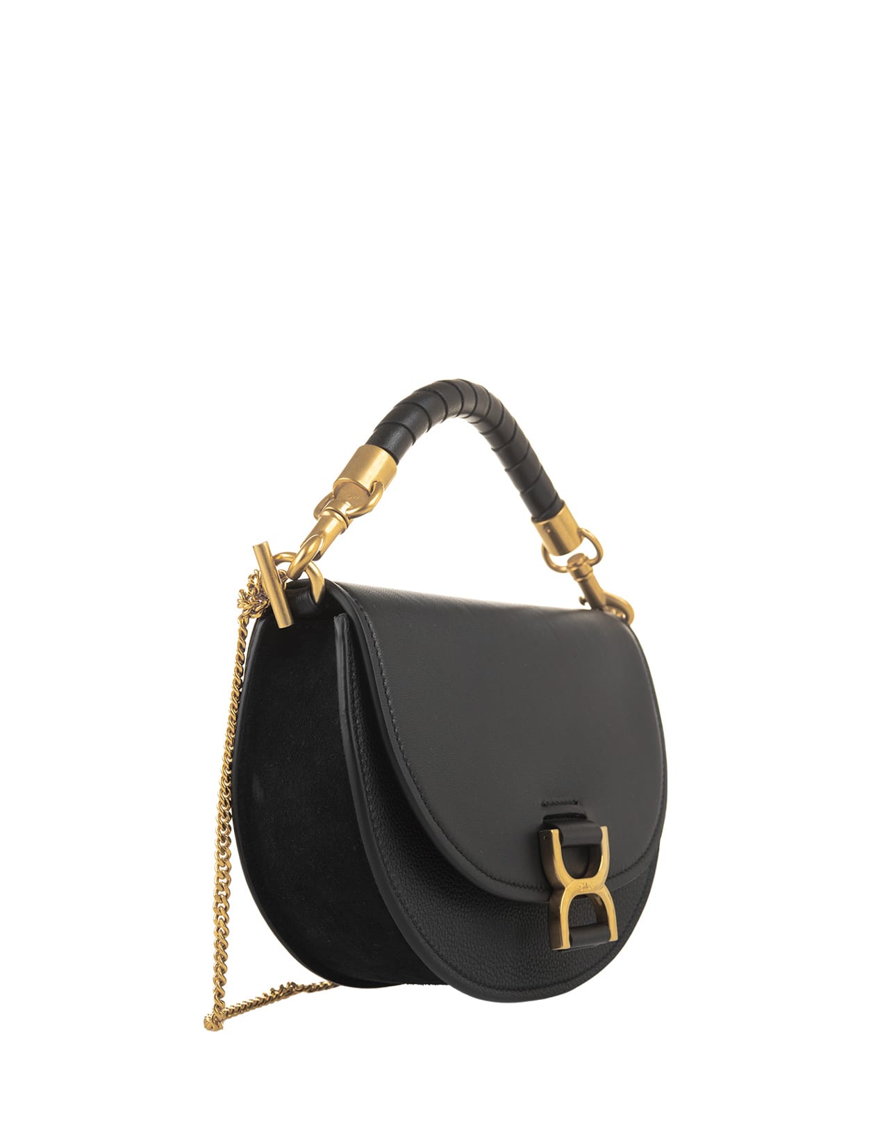 Shop Chloé Marcie Flap And Chain Bag In Black