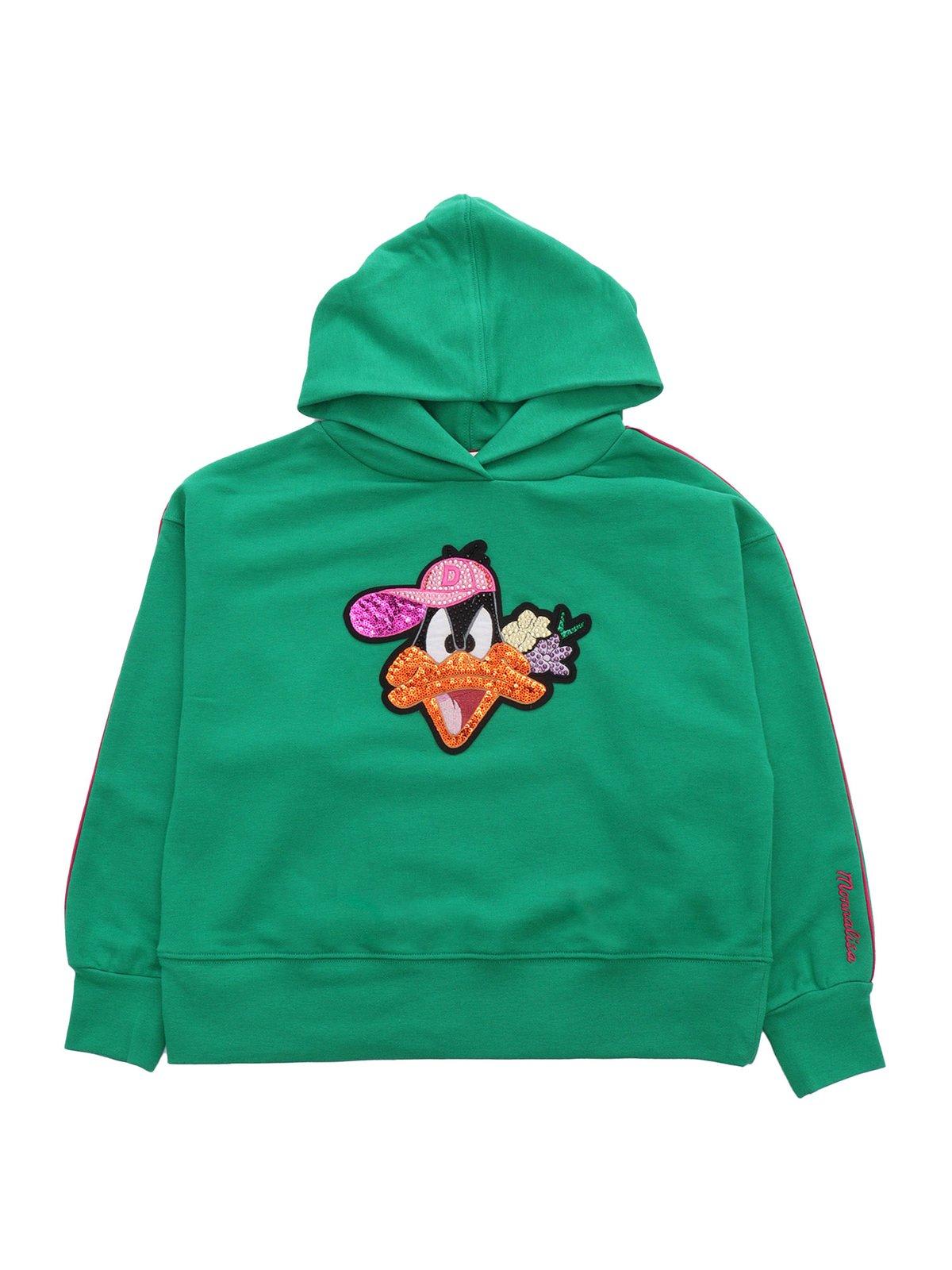 Shop Monnalisa X Looney Tunes Logo-embellished Long-sleeved Hoodie In C