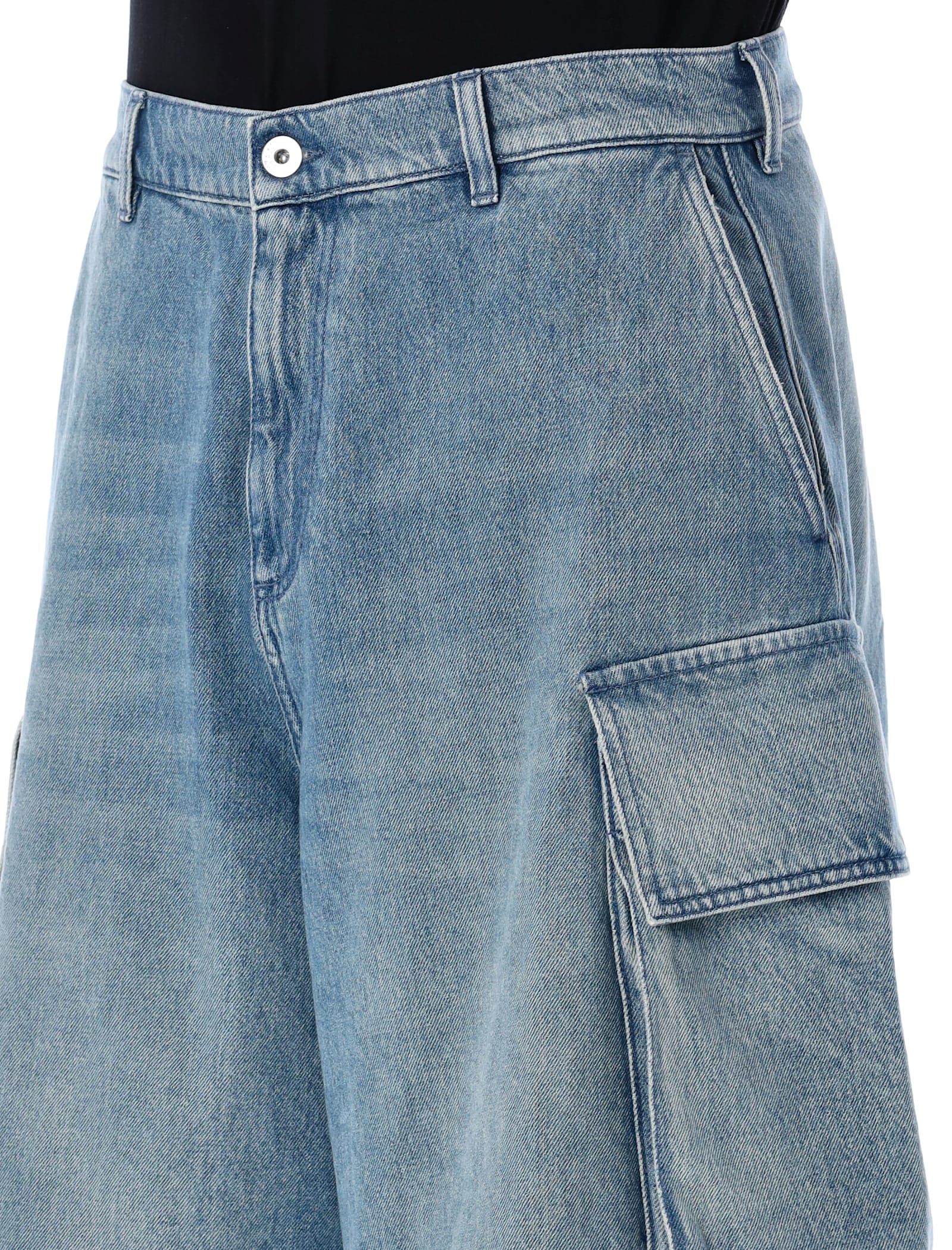 Jw Anderson J. W. Anderson Delavé Wide-leg Cotton Denim Bermuda Shorts In Blue