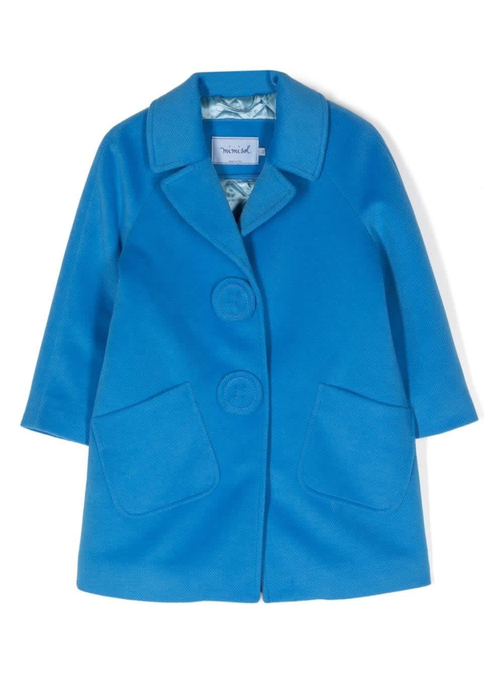 Mimisol Kids' Notched-lapels Single-breasted Coat In Blue