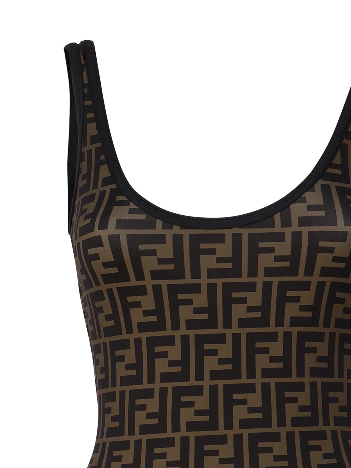 Shop Fendi Lycra Swimsuit In Tobacco