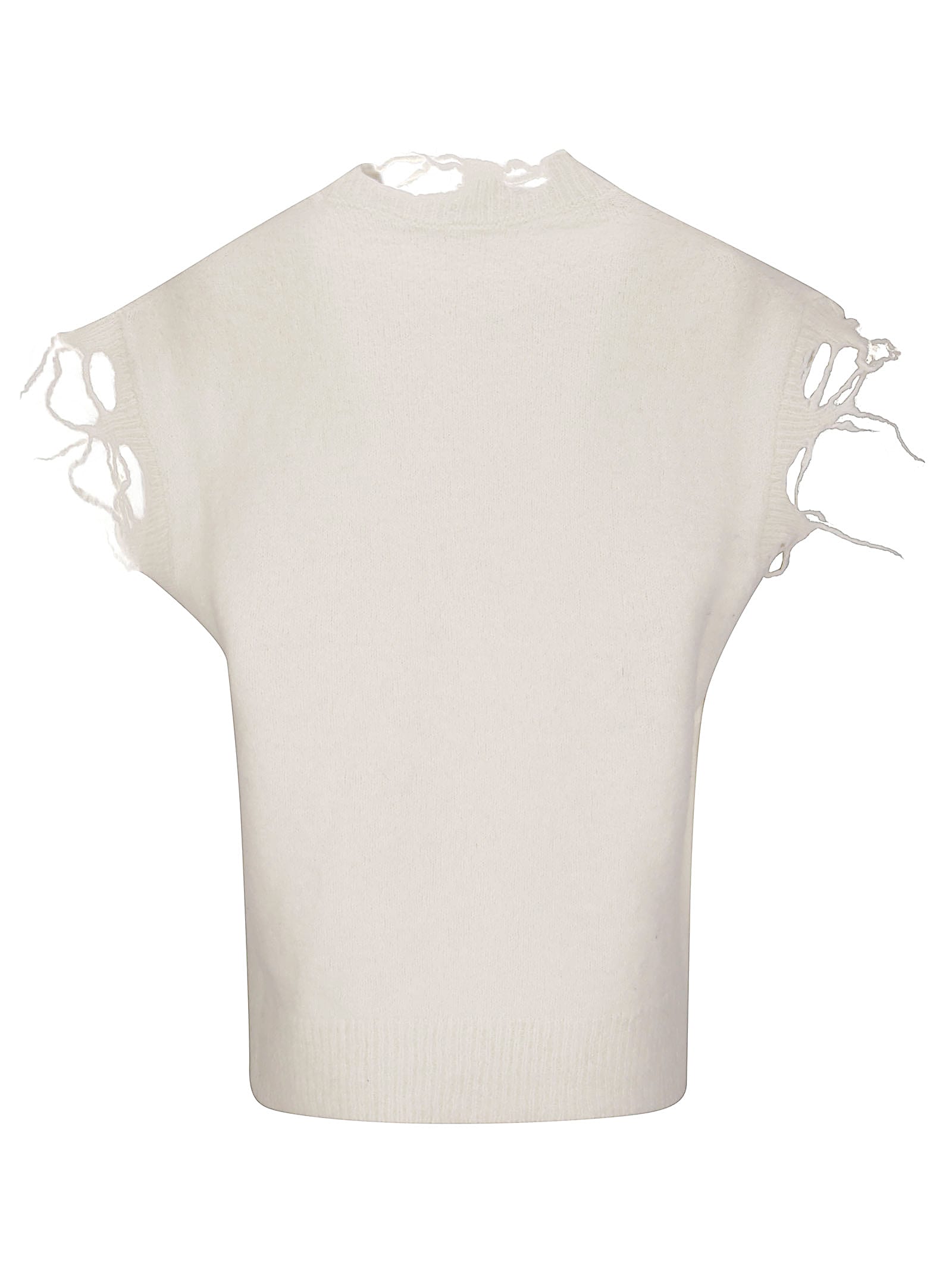 Haikure Distressed Sleeveless Sweater In Neutral